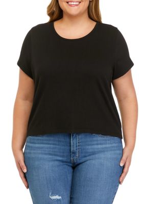 TRUE CRAFT Plus Size Short Sleeve Crinkle Jersey T-Shirt | Belk