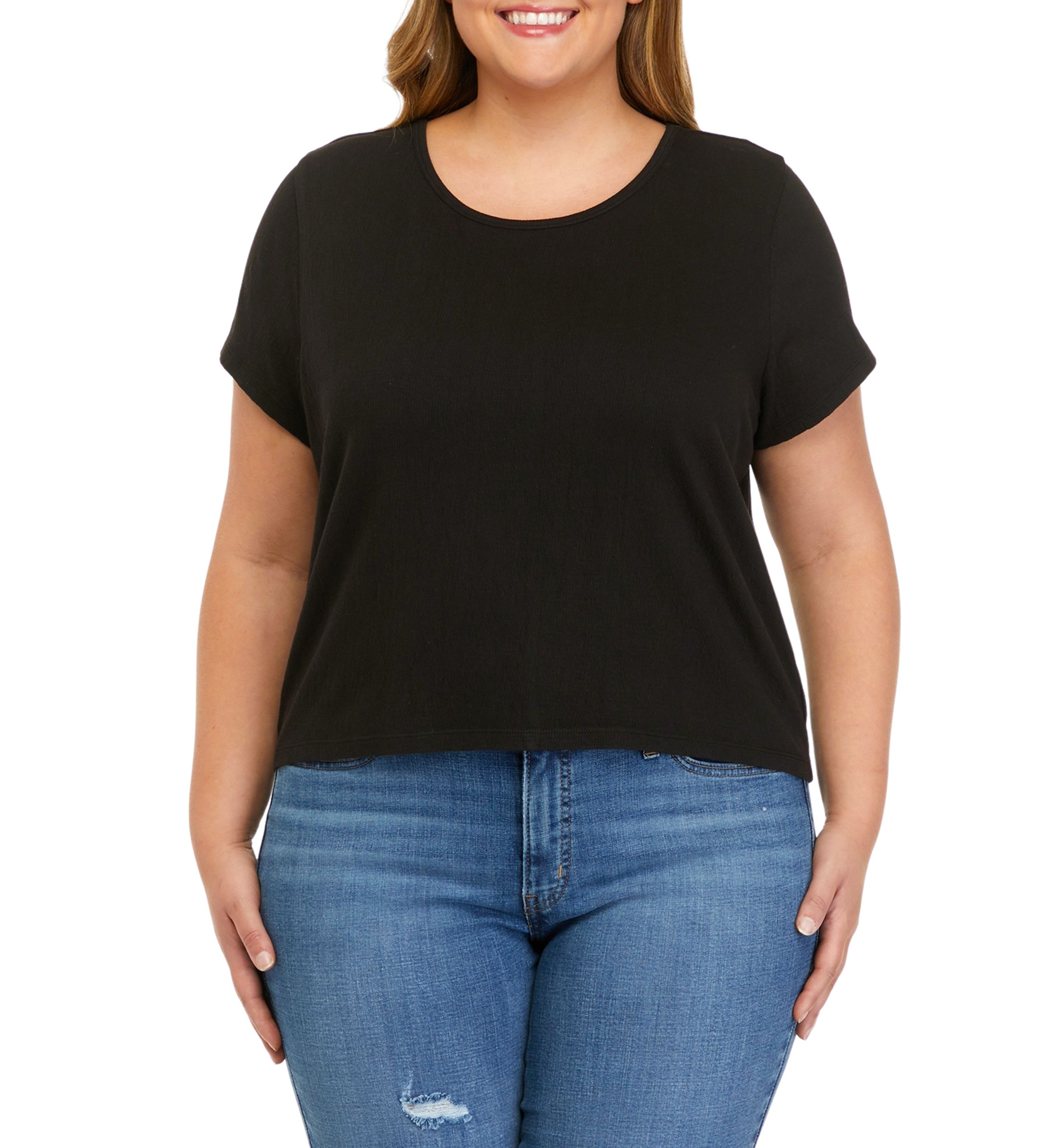Plus Size Short Sleeve Crinkle Jersey T-Shirt