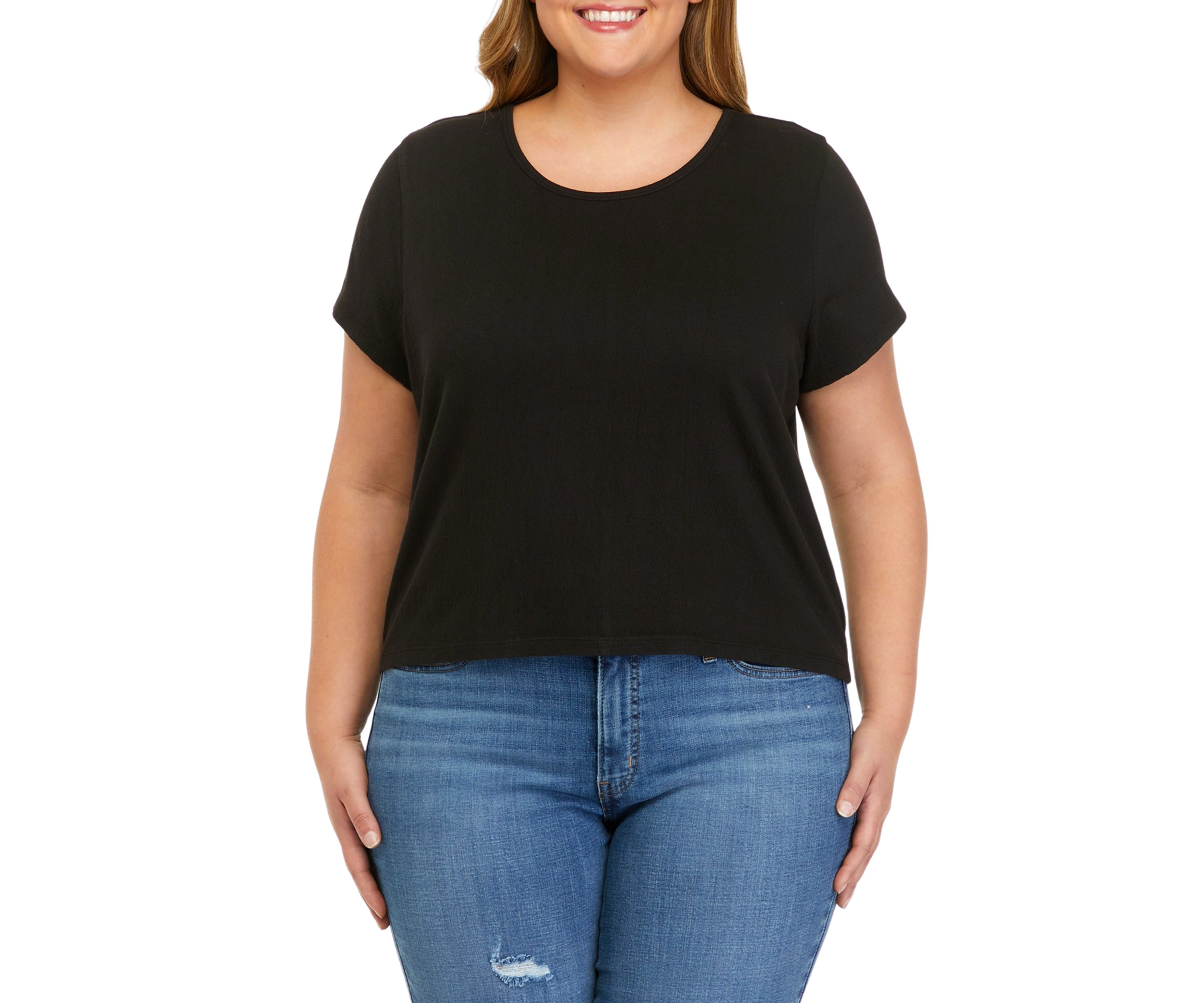 Plus Size Short Sleeve Crinkle Jersey T-Shirt