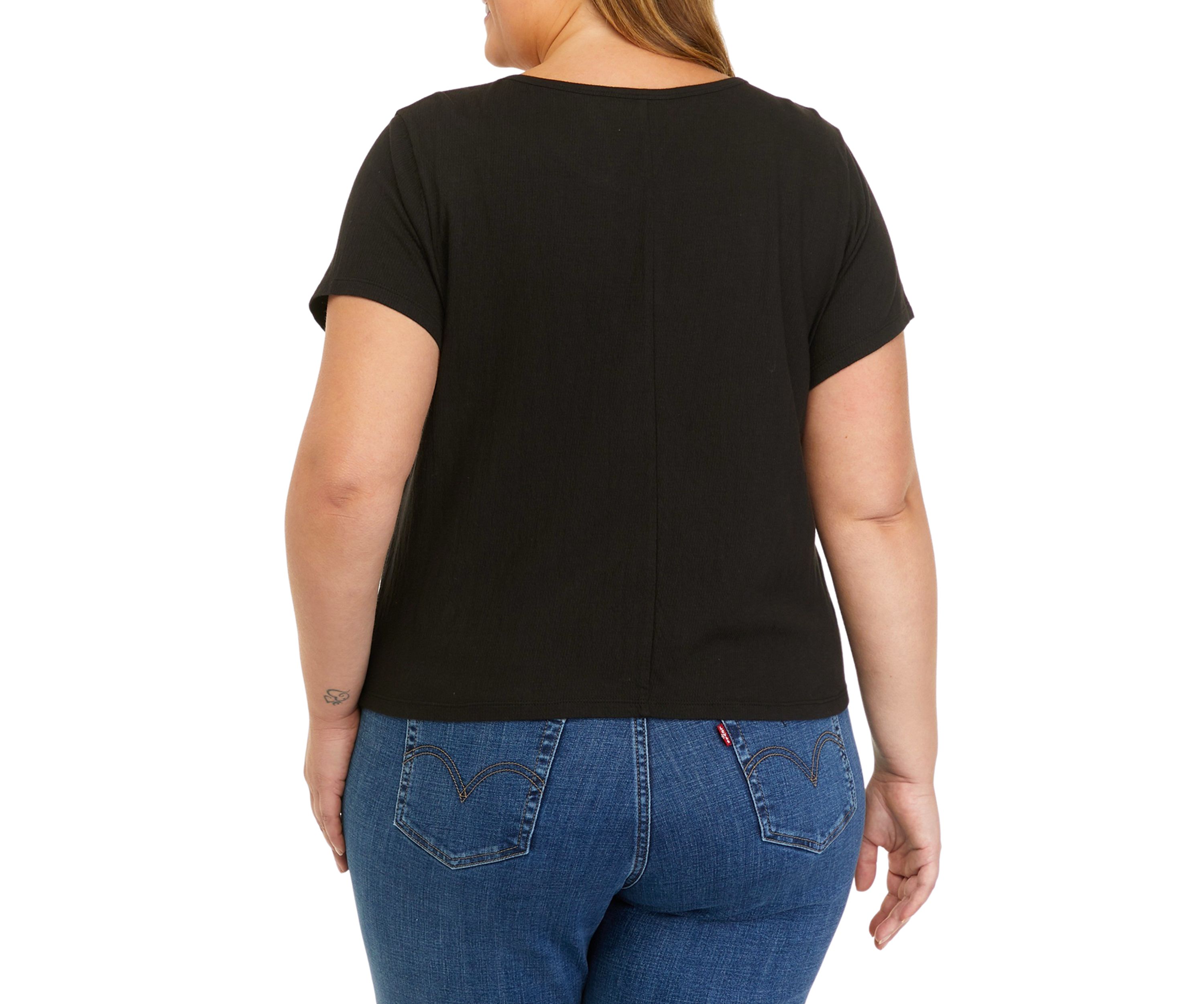 Plus Size Short Sleeve Crinkle Jersey T-Shirt