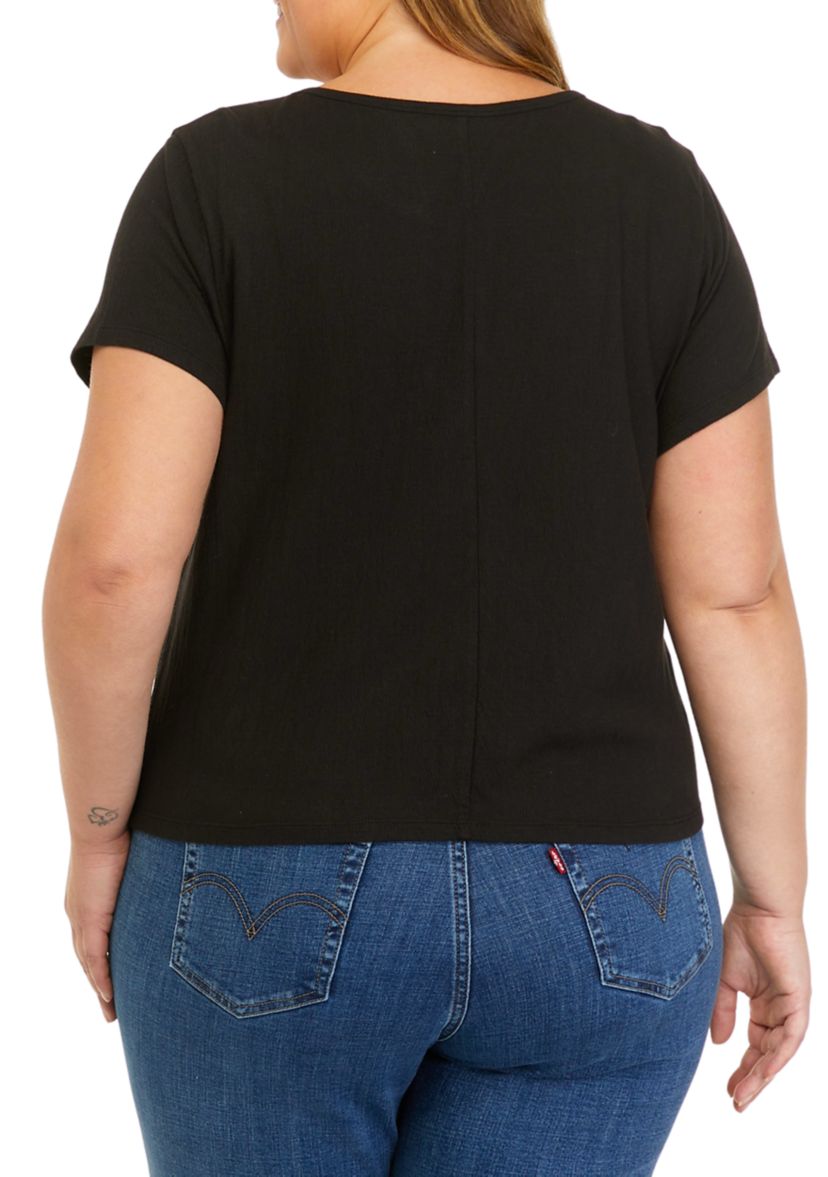 Plus Size Short Sleeve Crinkle Jersey T-Shirt
