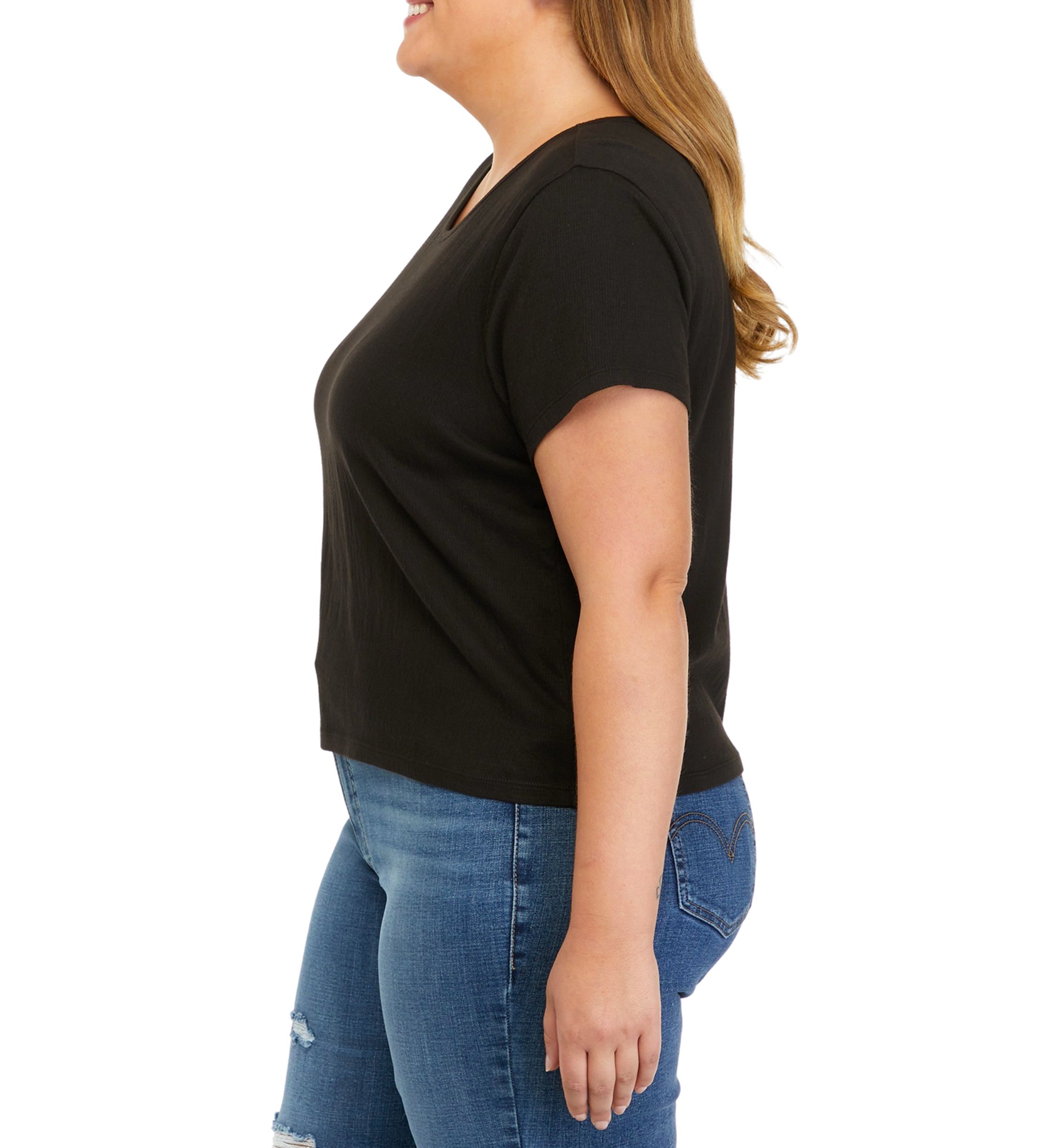 Plus Size Short Sleeve Crinkle Jersey T-Shirt