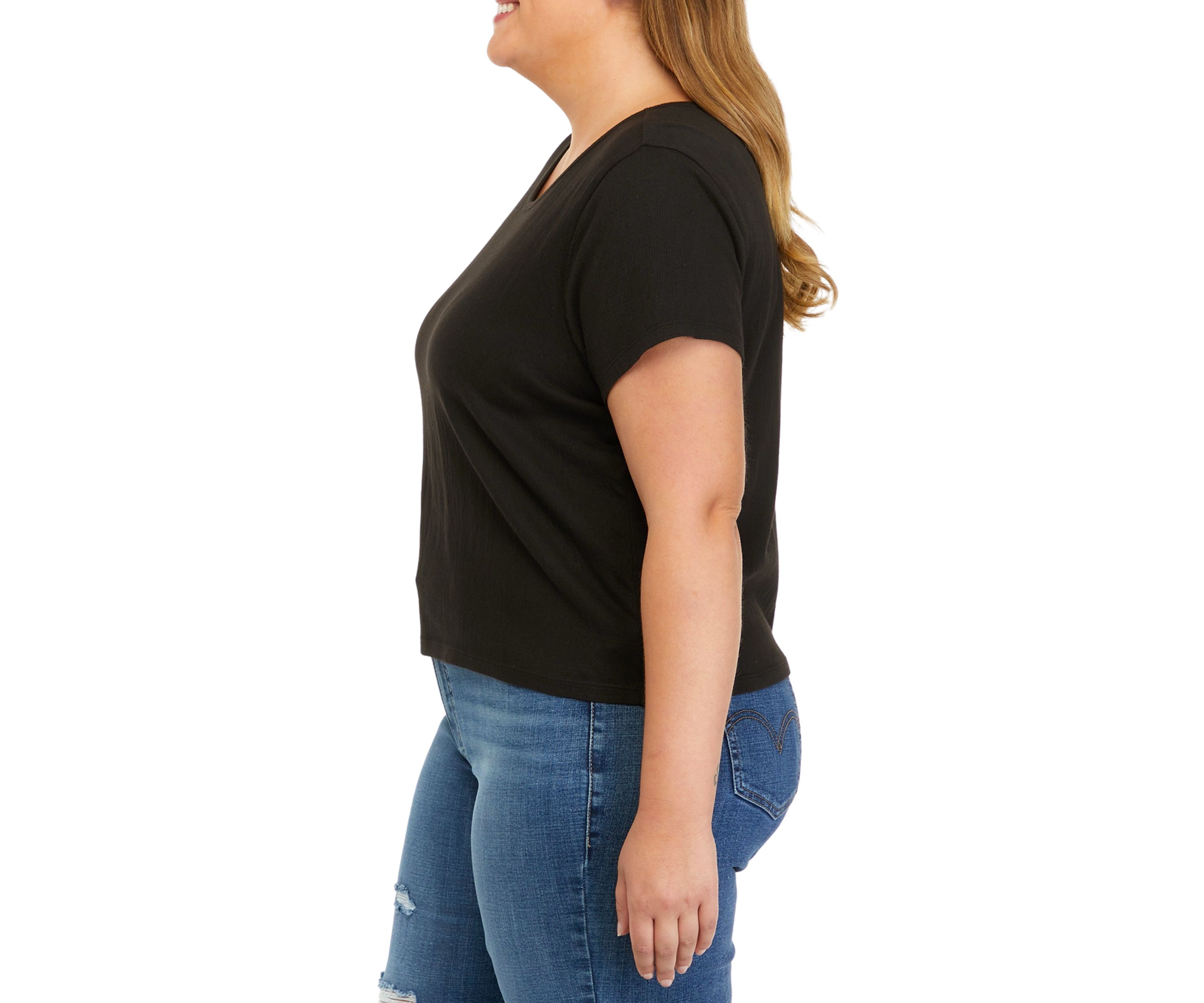 Plus Size Short Sleeve Crinkle Jersey T-Shirt
