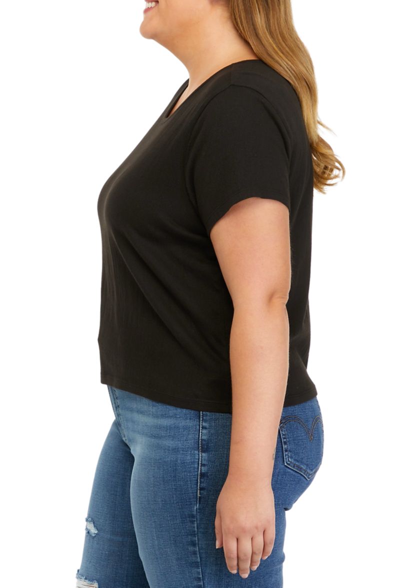 Plus Size Short Sleeve Crinkle Jersey T-Shirt