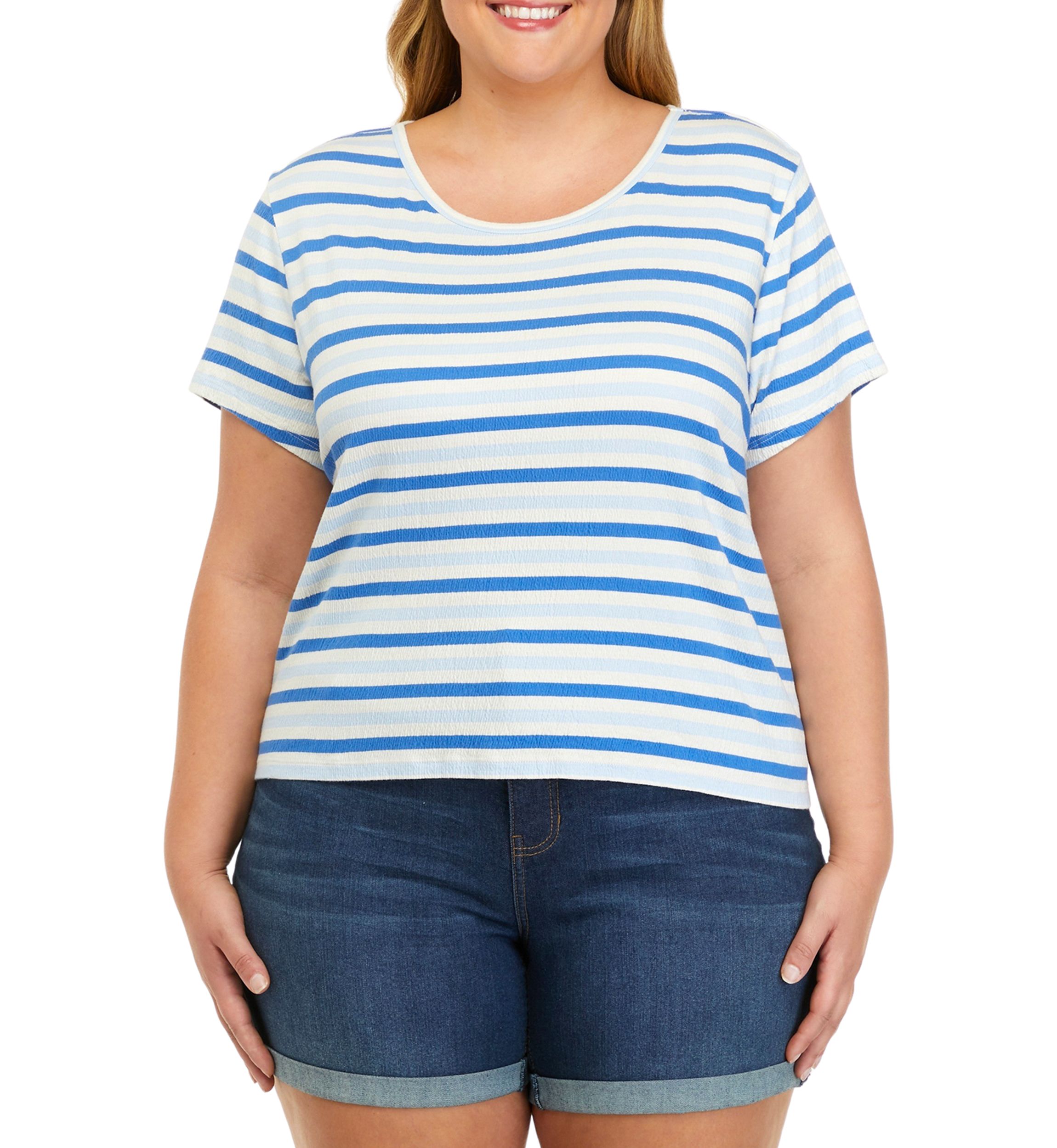 Plus Size Short Sleeve Crinkle Jersey T-Shirt							
