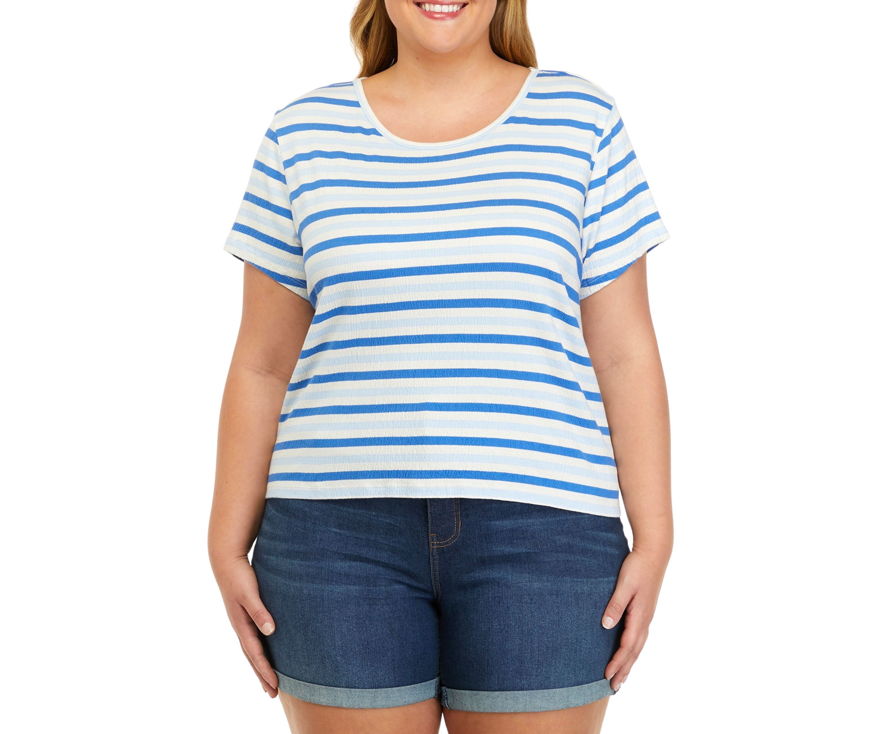 Plus Size Short Sleeve Crinkle Jersey T-Shirt							