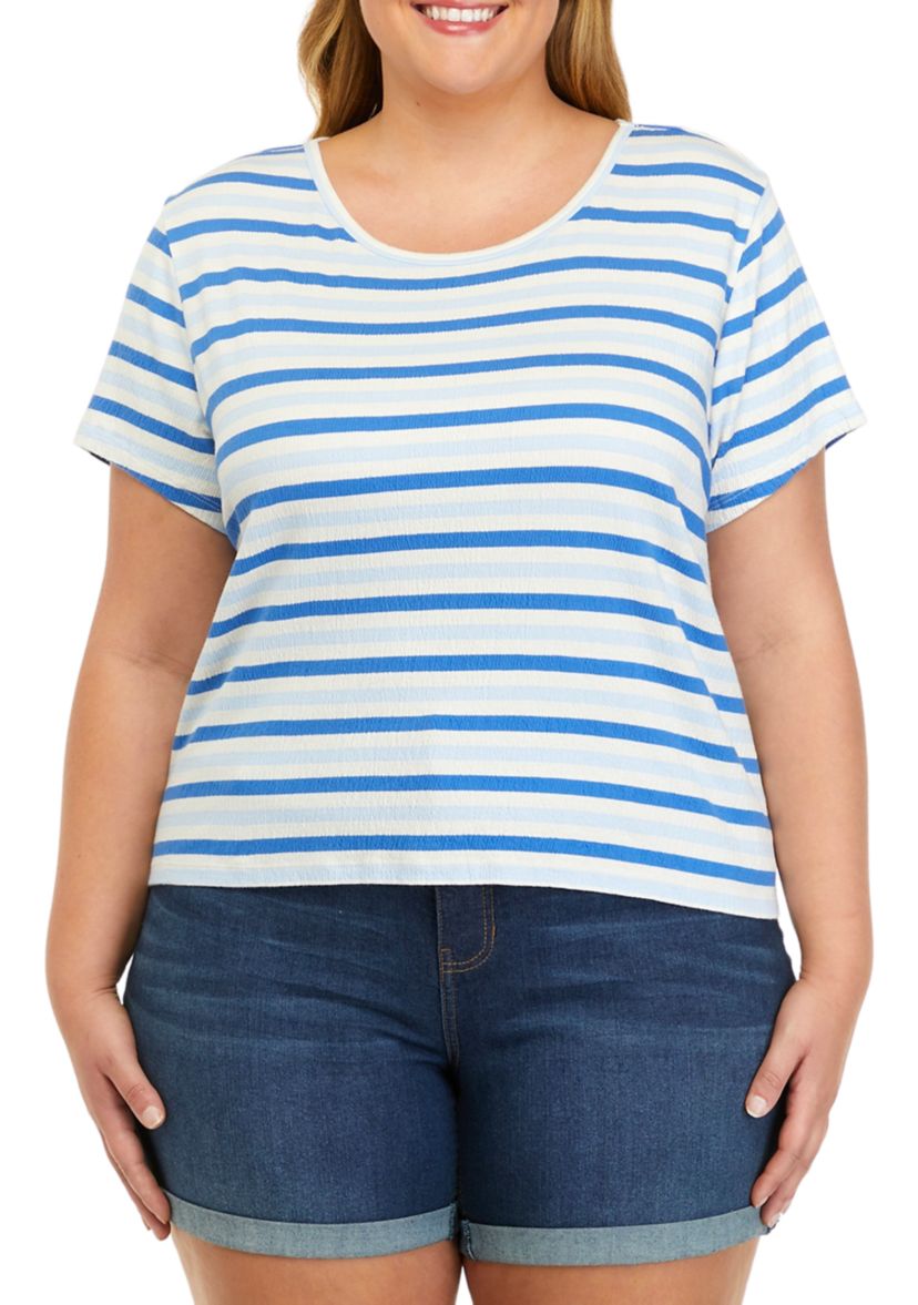 Plus Size Short Sleeve Crinkle Jersey T-Shirt							