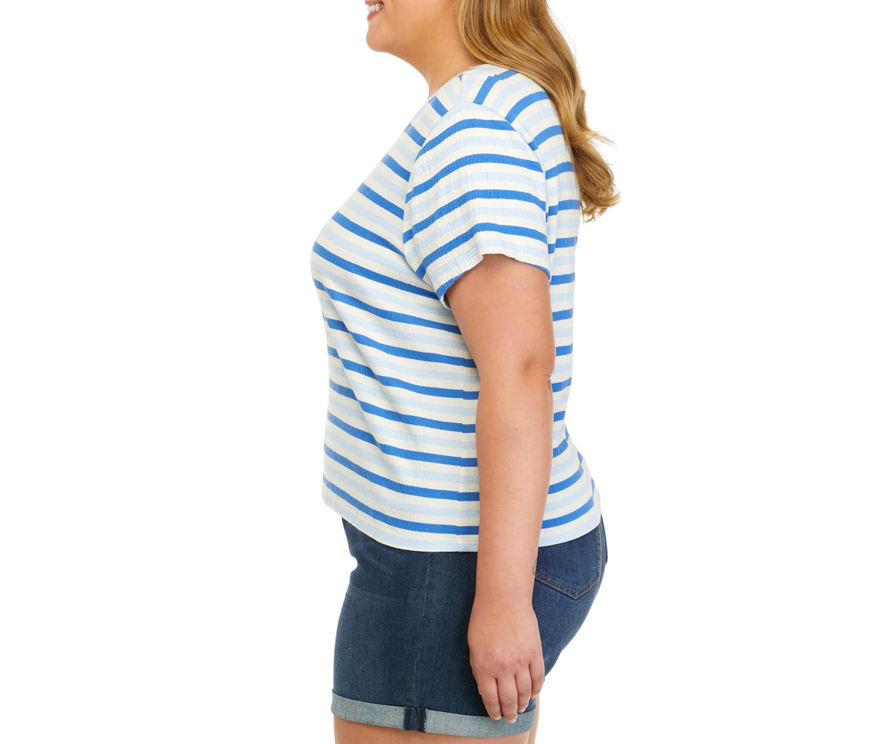 Plus Size Short Sleeve Crinkle Jersey T-Shirt							