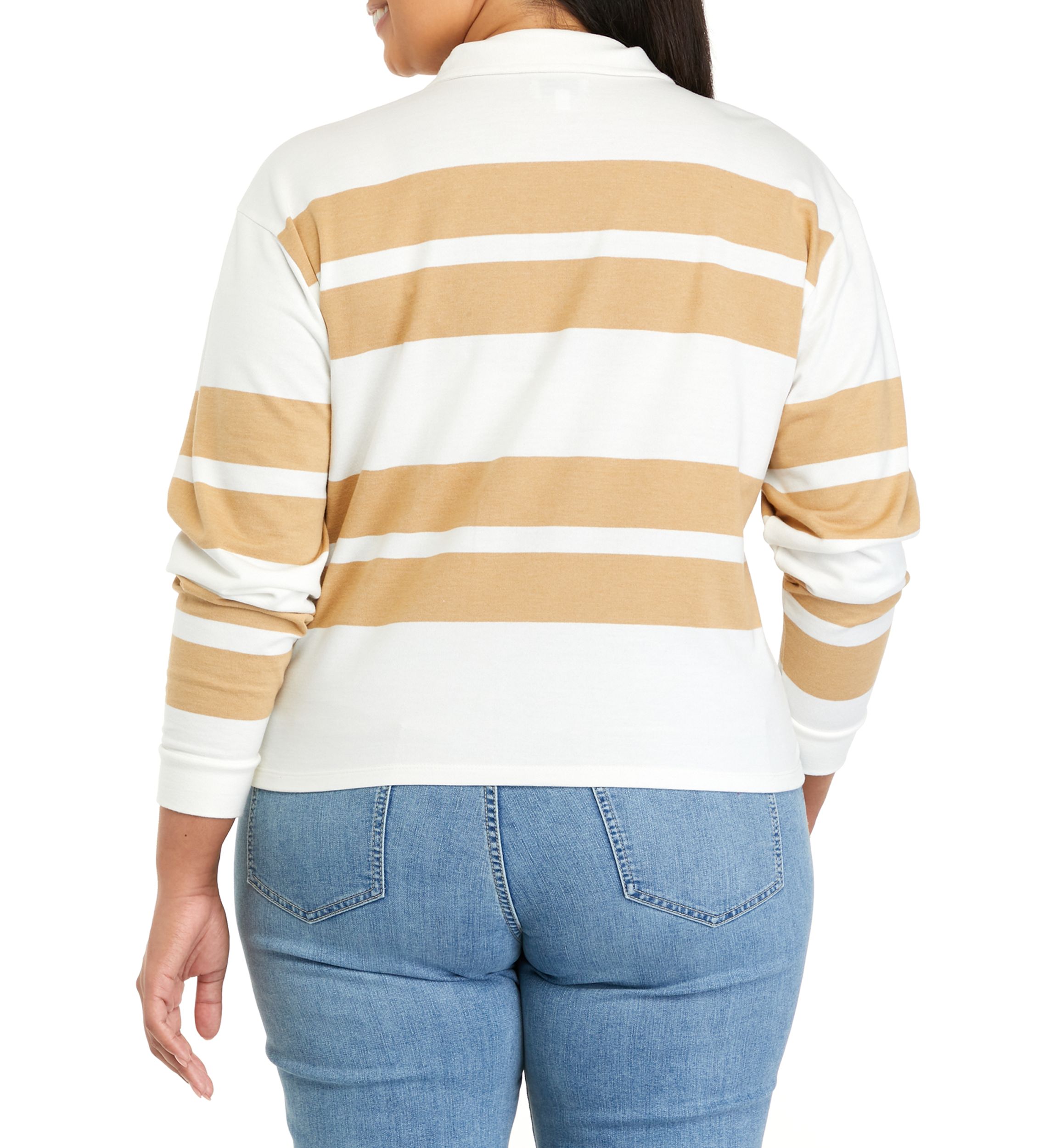 Plus Size Long Sleeve Terry Polo Shirt