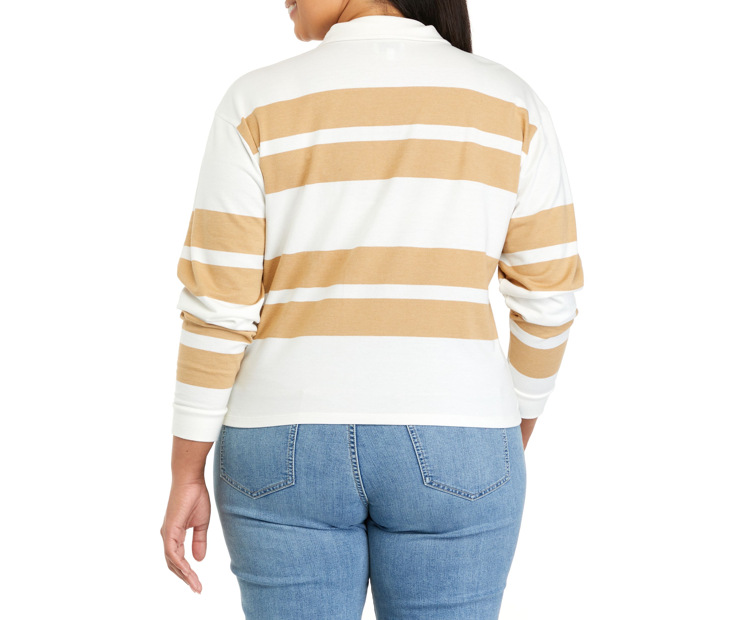 Plus Size Long Sleeve Terry Polo Shirt