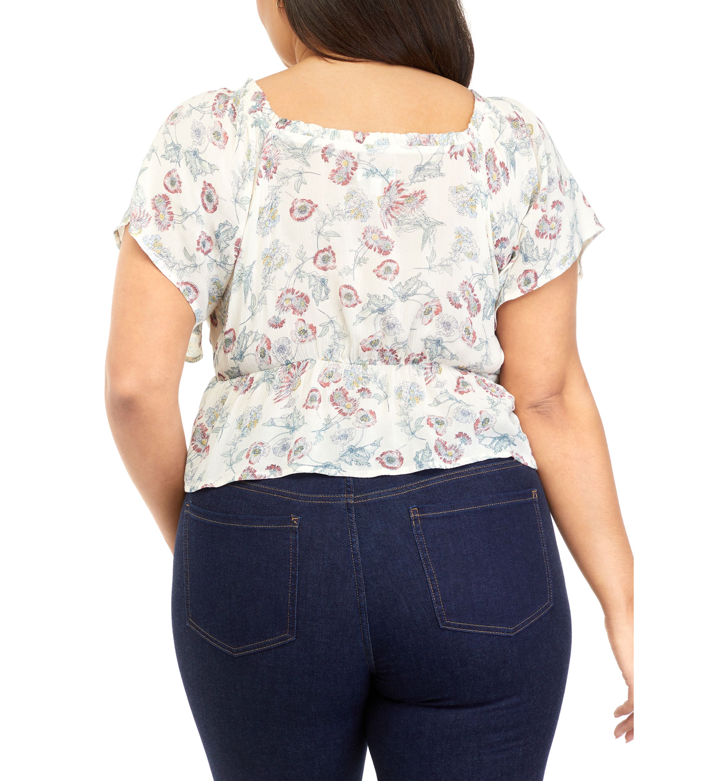 Plus Size Short Sleeve Ruched Front Blouse