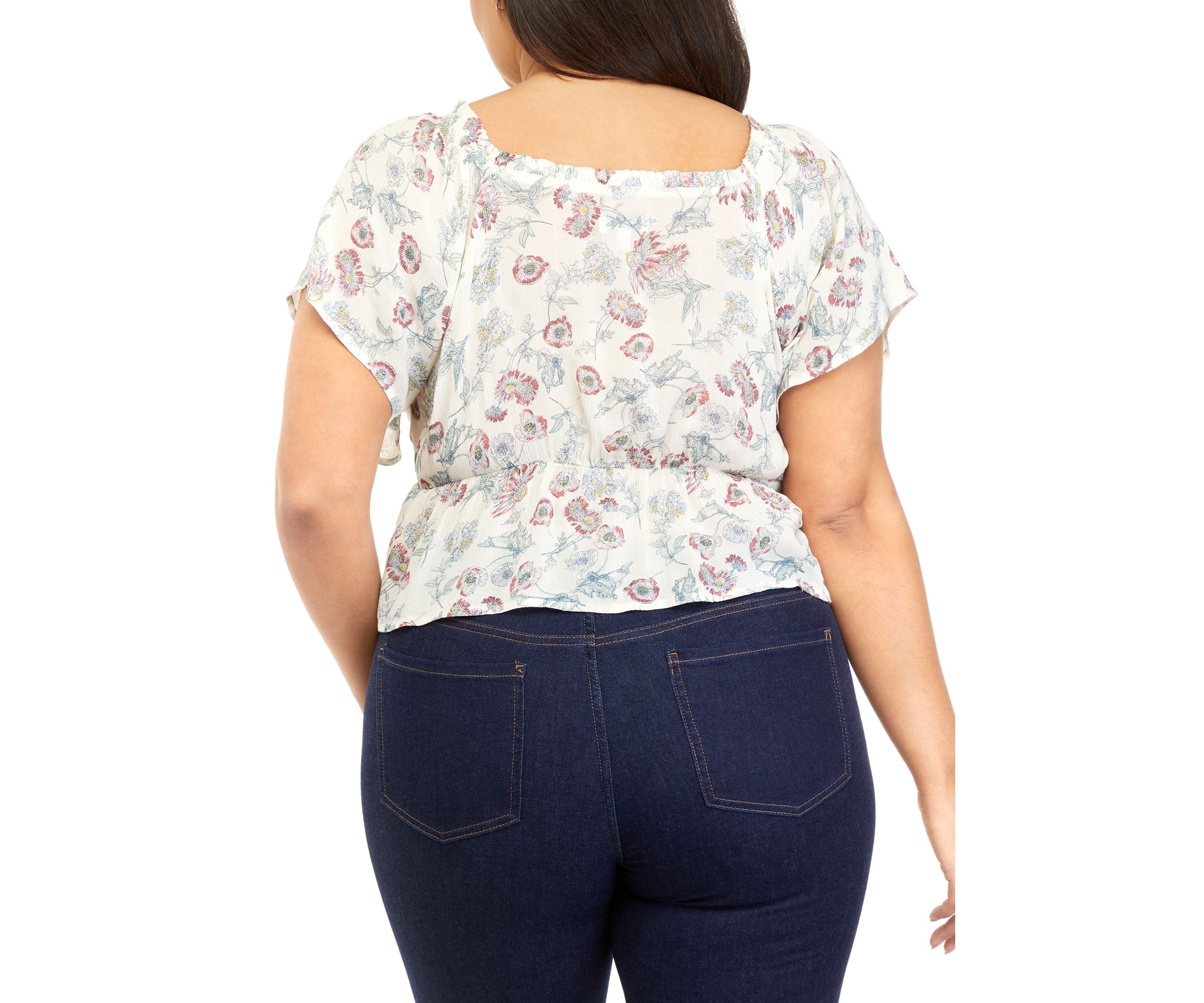 Plus Size Short Sleeve Ruched Front Blouse