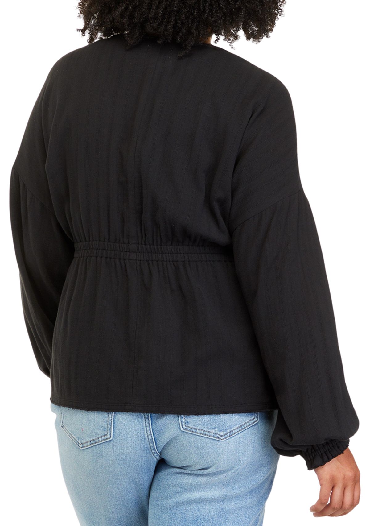 Plus Size V-Neck Peasant Top