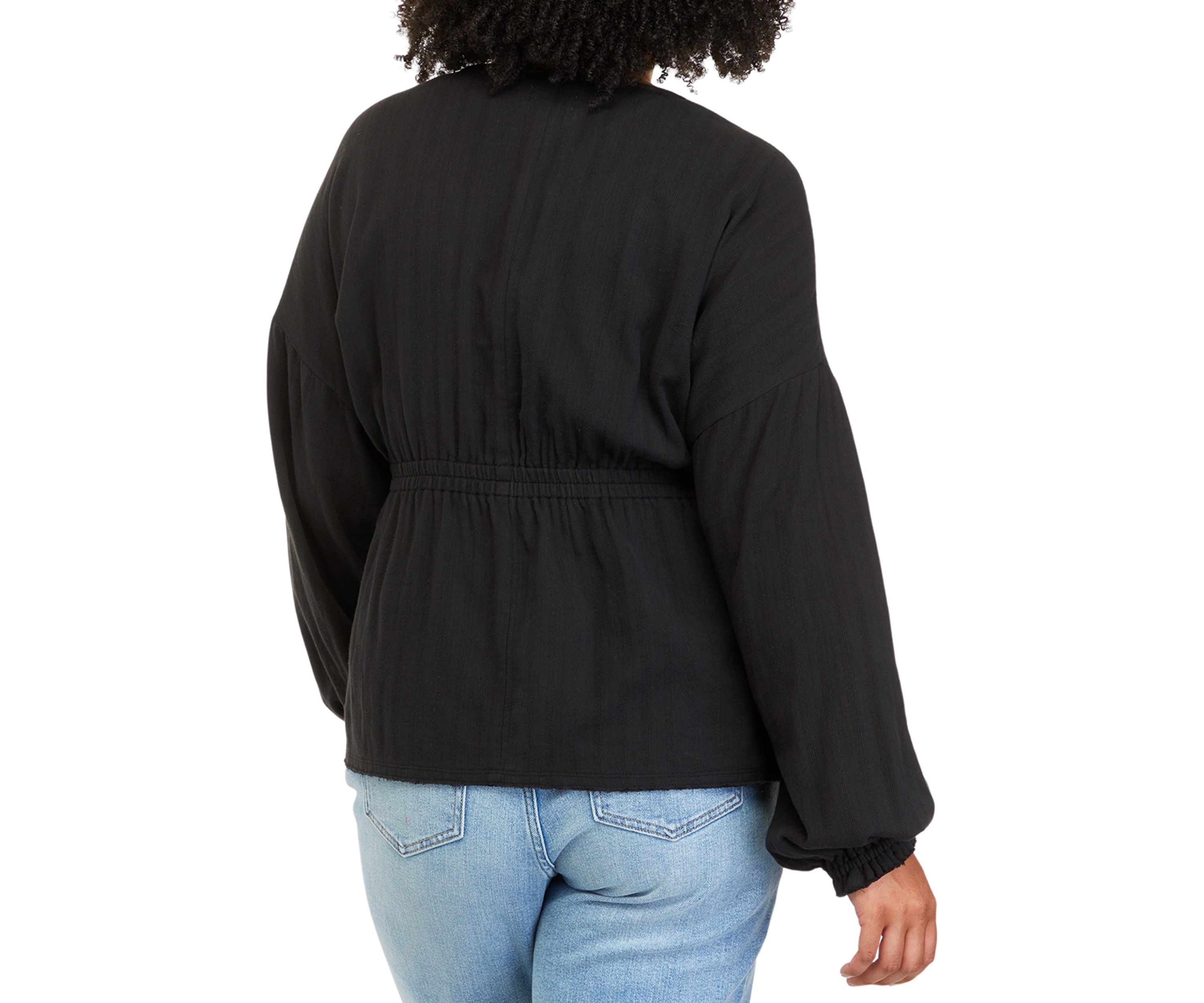 Plus Size V-Neck Peasant Top