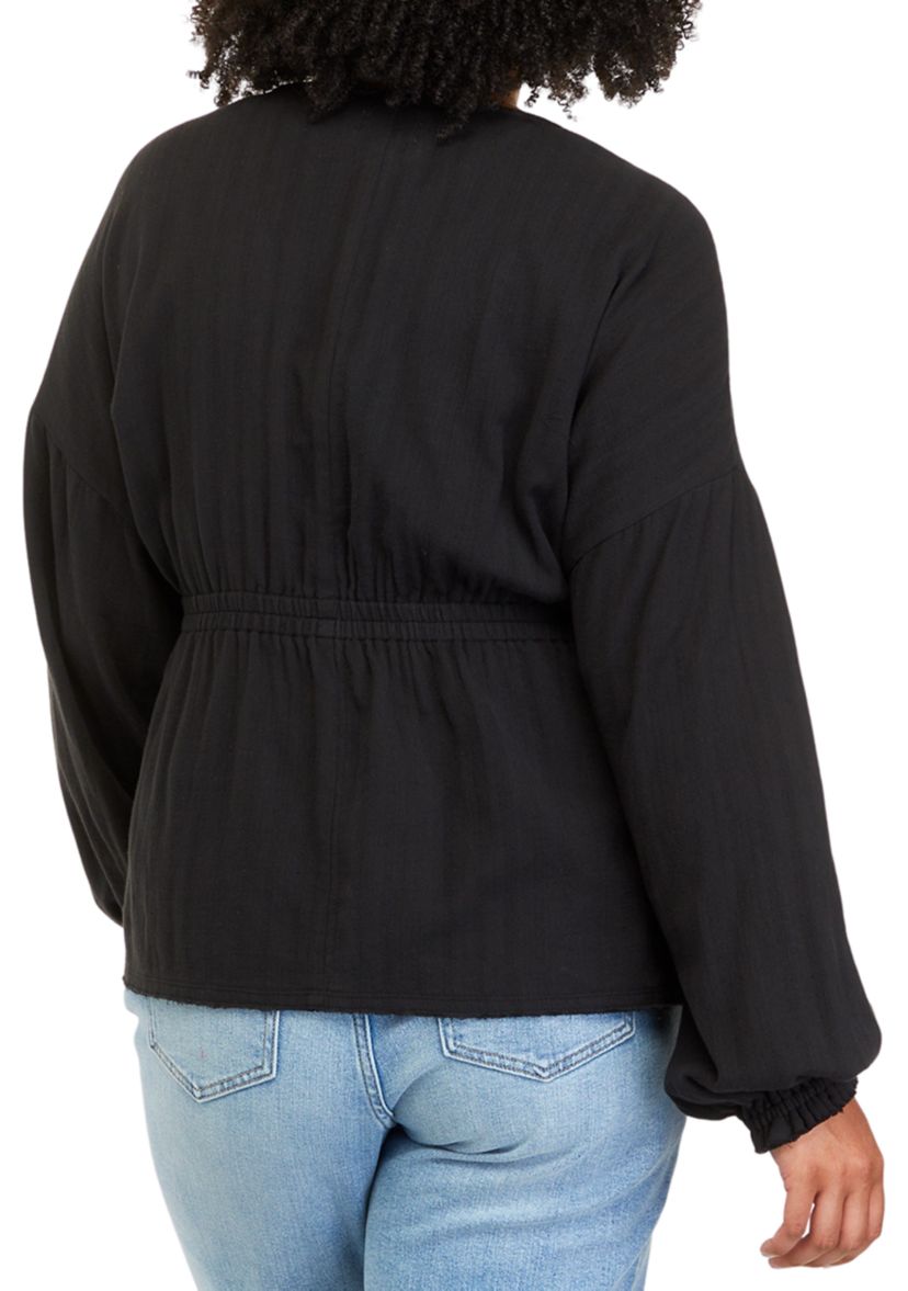Plus Size V-Neck Peasant Top