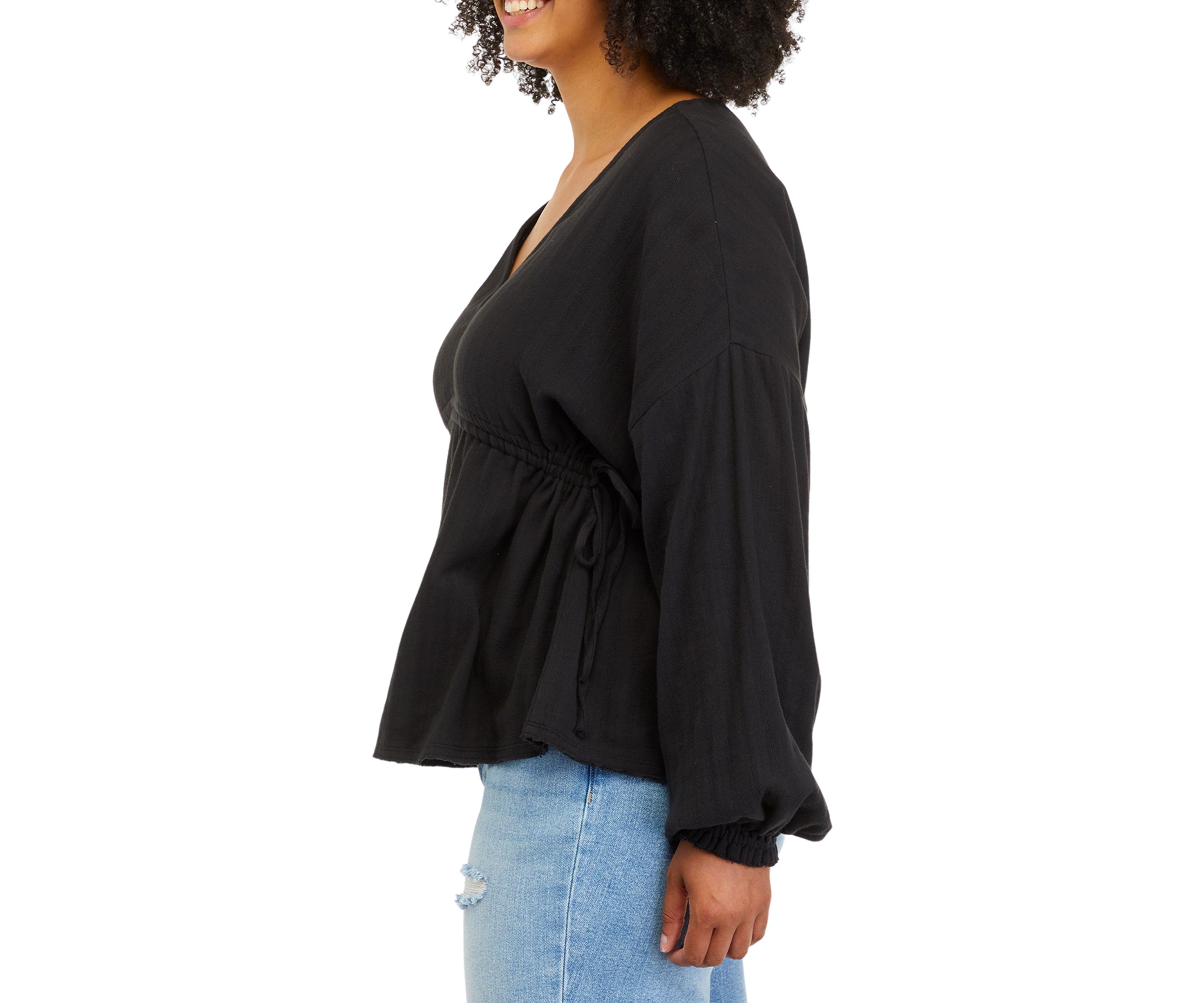 Plus Size V-Neck Peasant Top