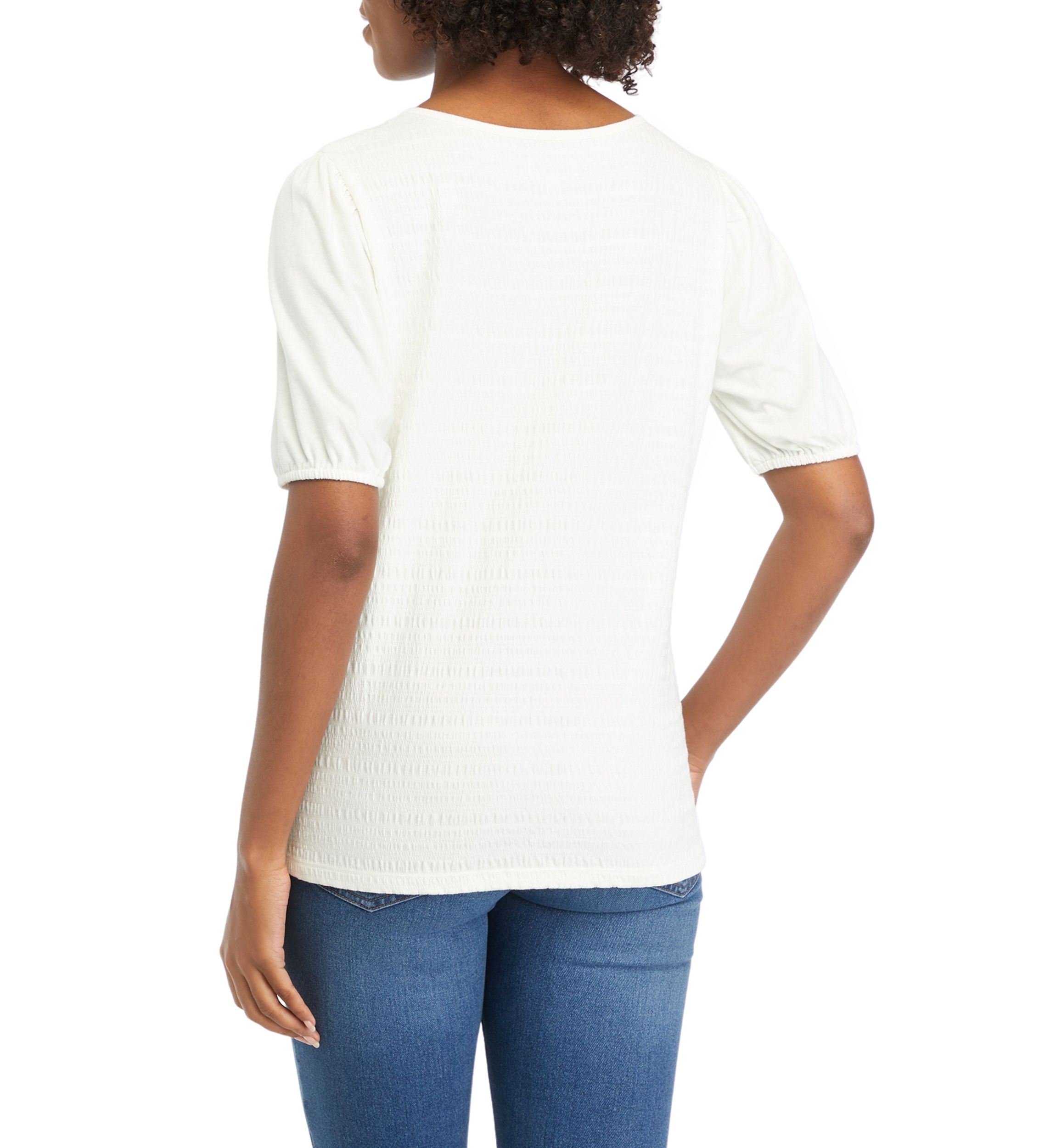 Petite Short Sleeve Smock Knit T-Shirt