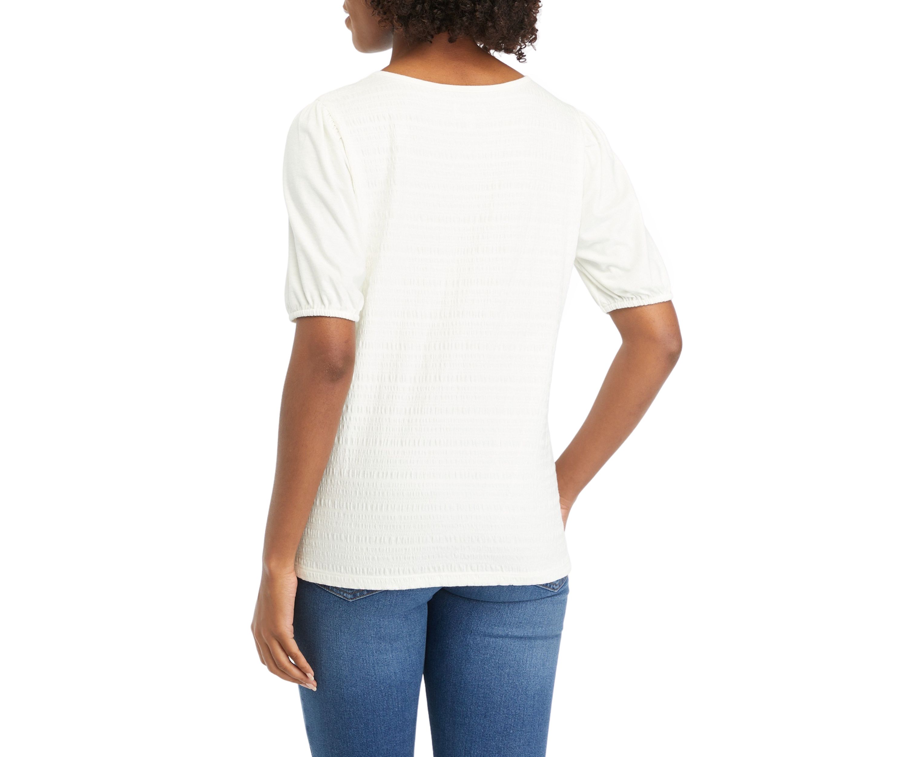Petite Short Sleeve Smock Knit T-Shirt