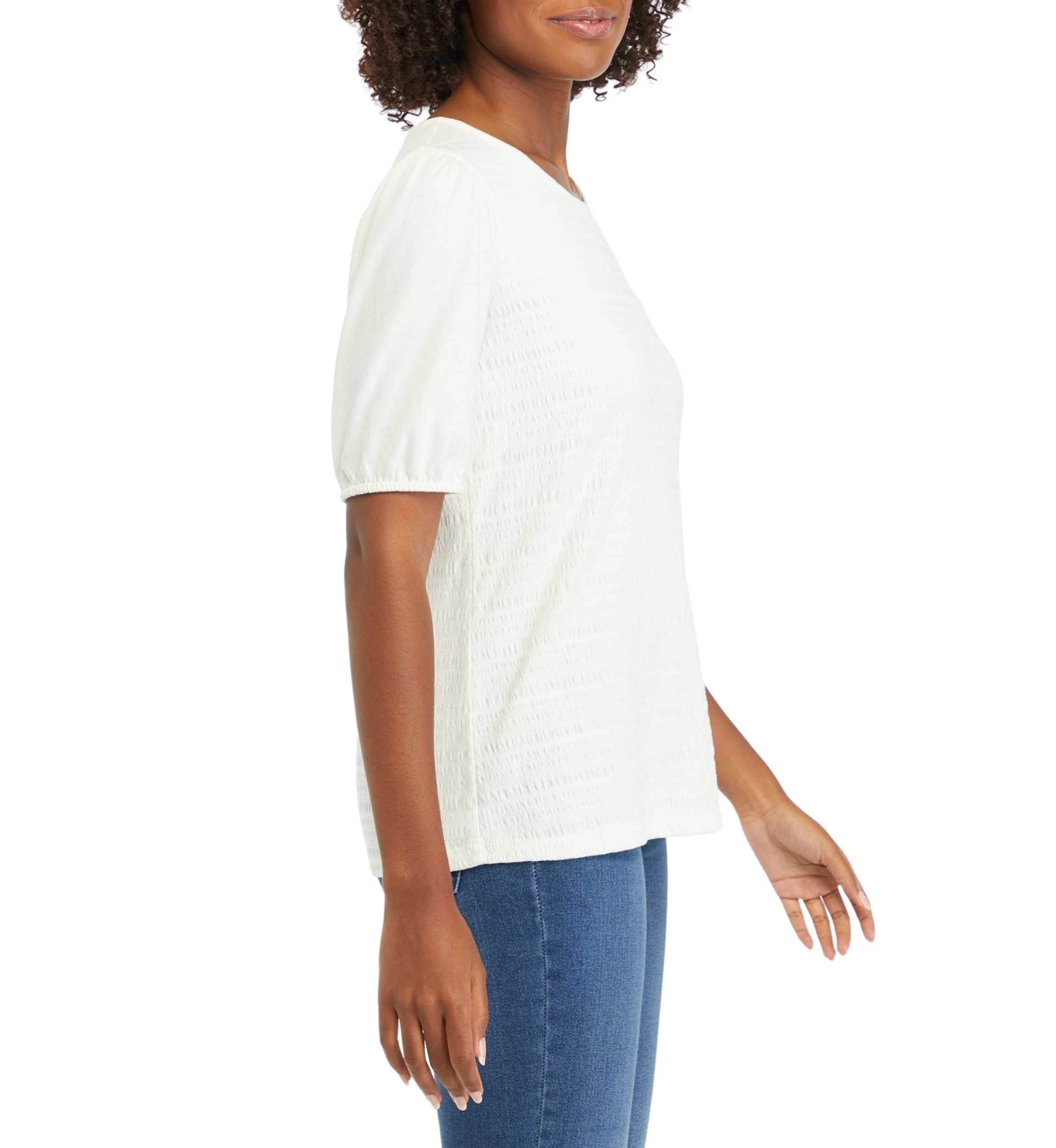 Petite Short Sleeve Smock Knit T-Shirt