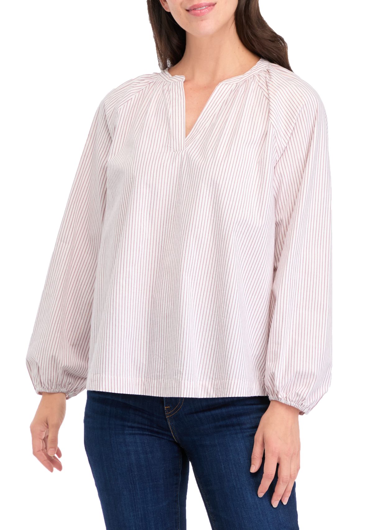 Womens Blouson Sleeve Peasant Top 