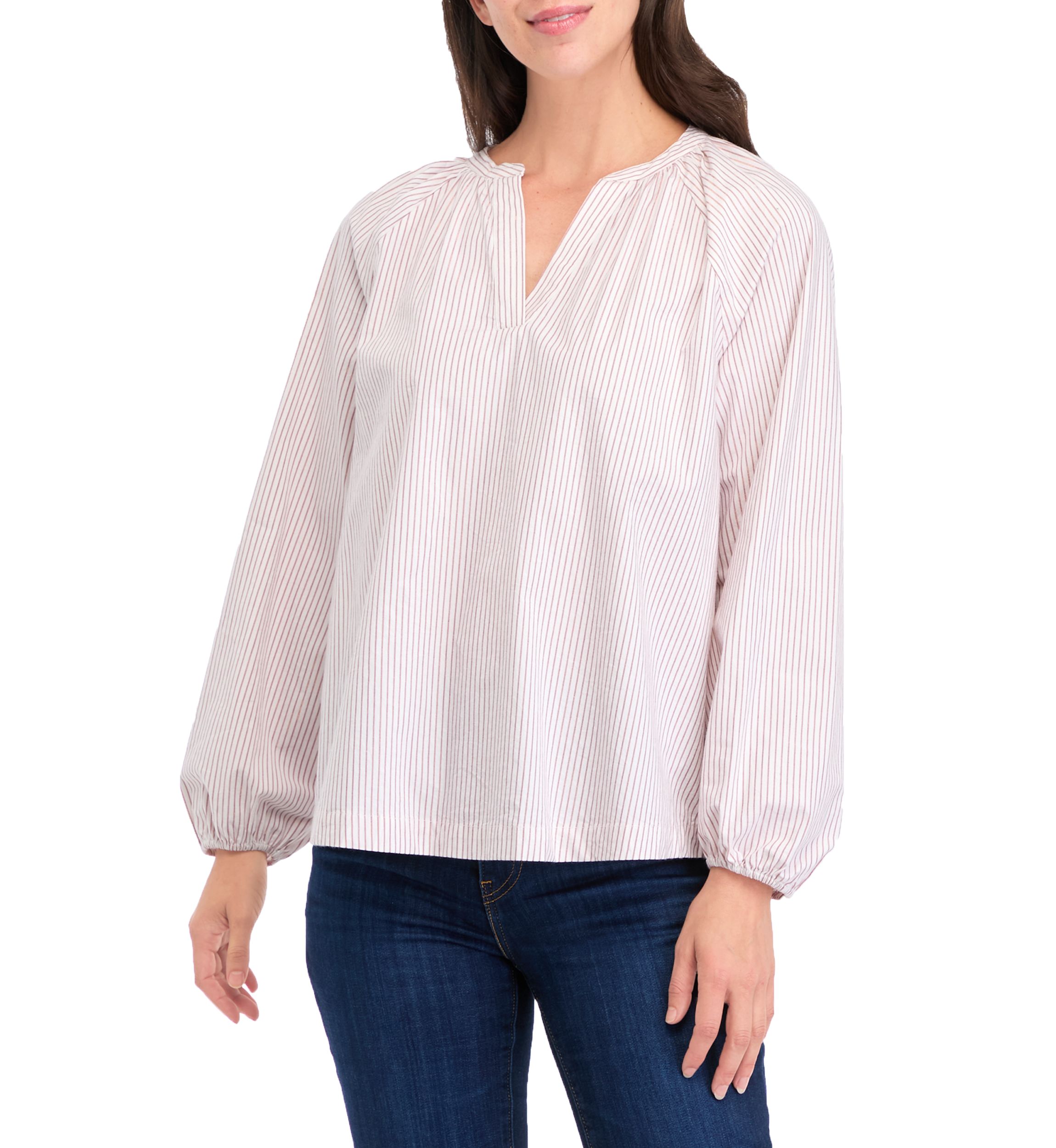 Womens Blouson Sleeve Peasant Top 