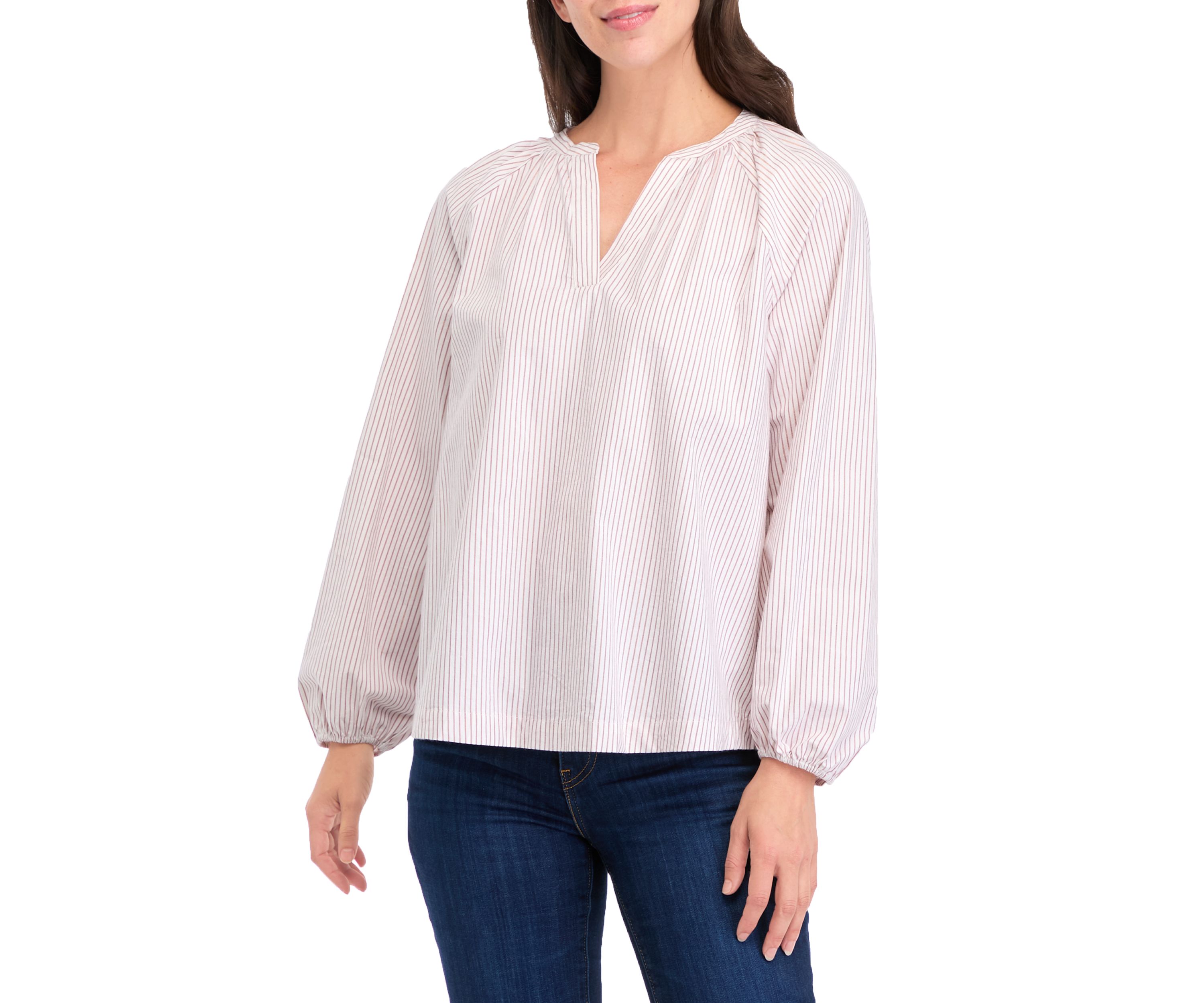 Womens Blouson Sleeve Peasant Top 