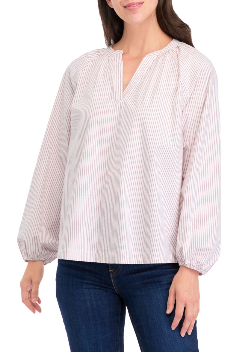 Womens Blouson Sleeve Peasant Top 