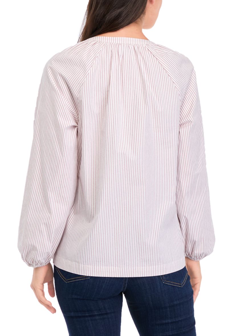 Womens Blouson Sleeve Peasant Top 