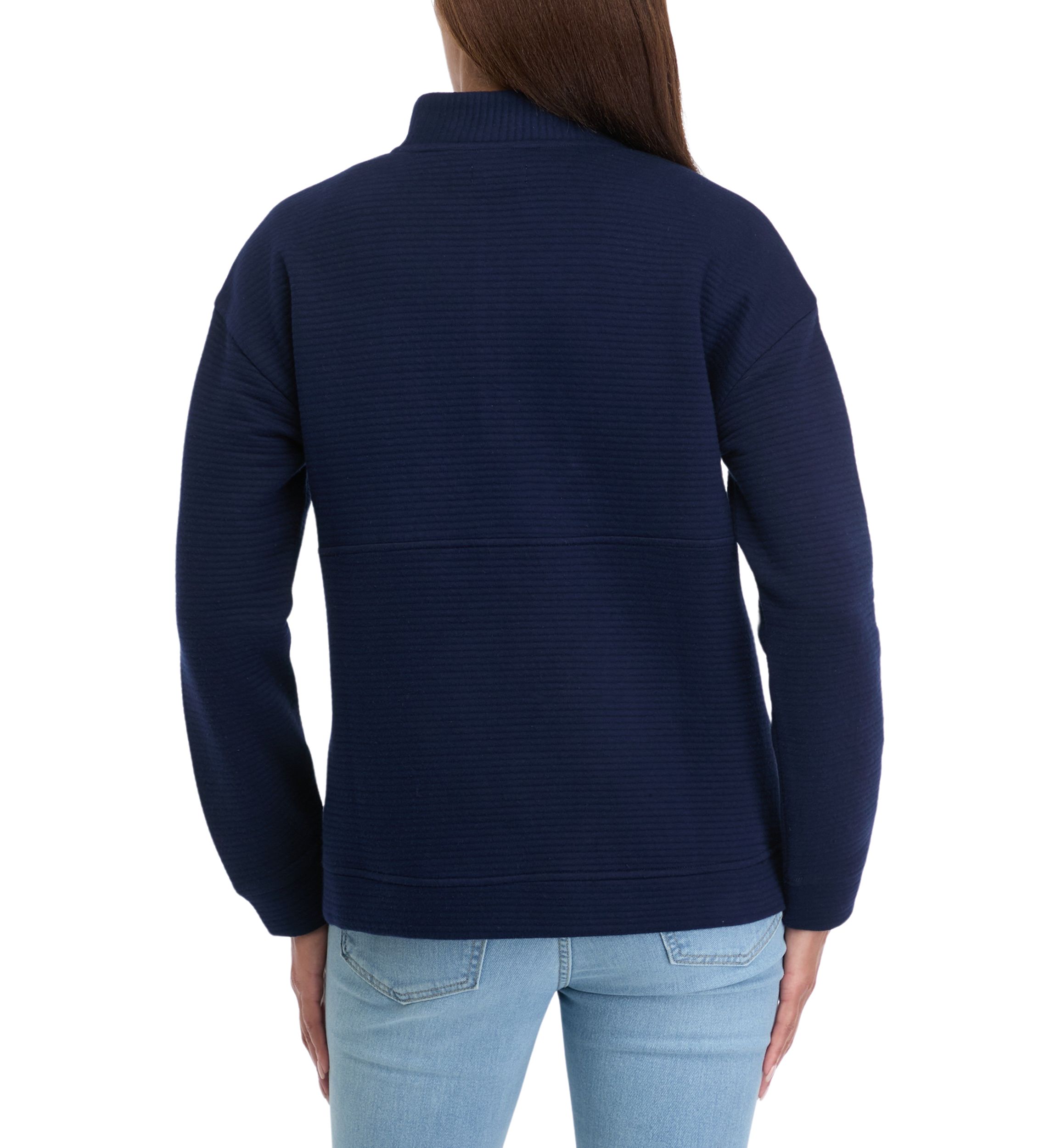 Womens Long Sleeve Quilted Quarter Zip Pullover