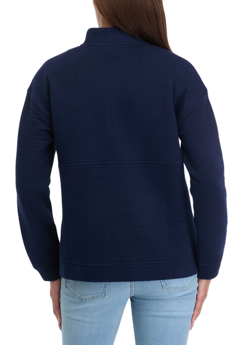Womens Long Sleeve Quilted Quarter Zip Pullover