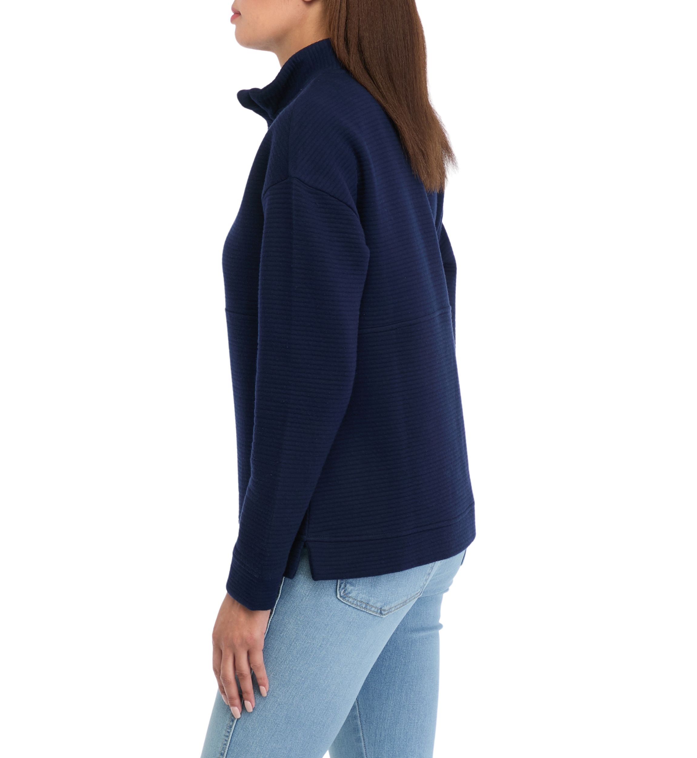 Womens Long Sleeve Quilted Quarter Zip Pullover