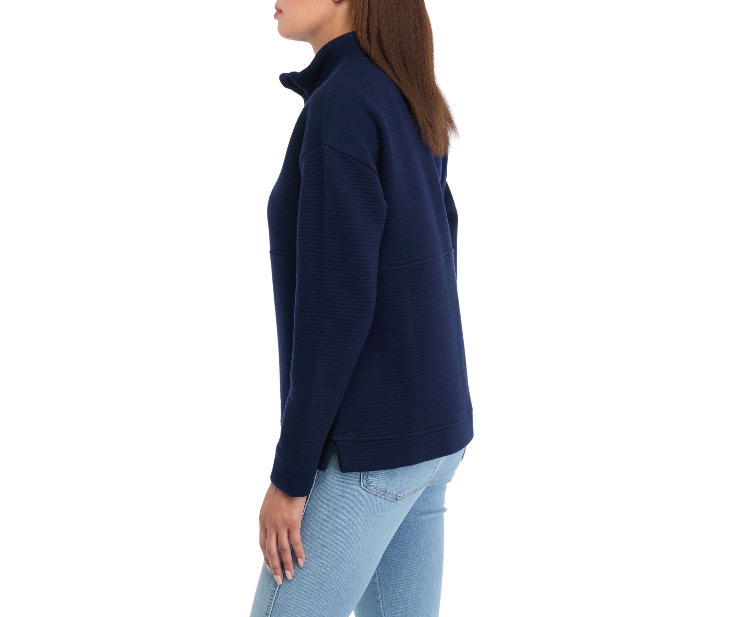 Womens Long Sleeve Quilted Quarter Zip Pullover