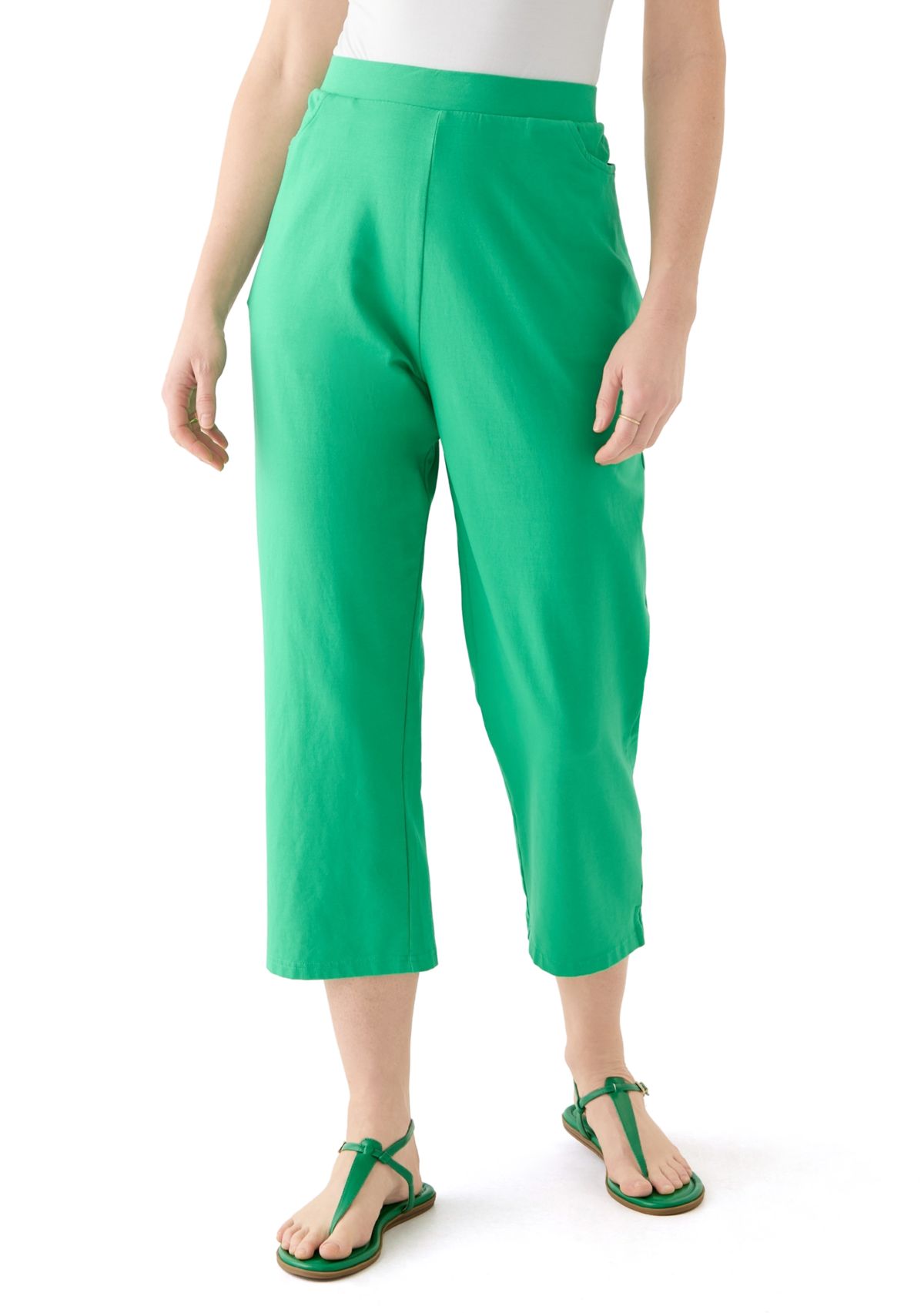 Womens Pull On Terry Crop Pants