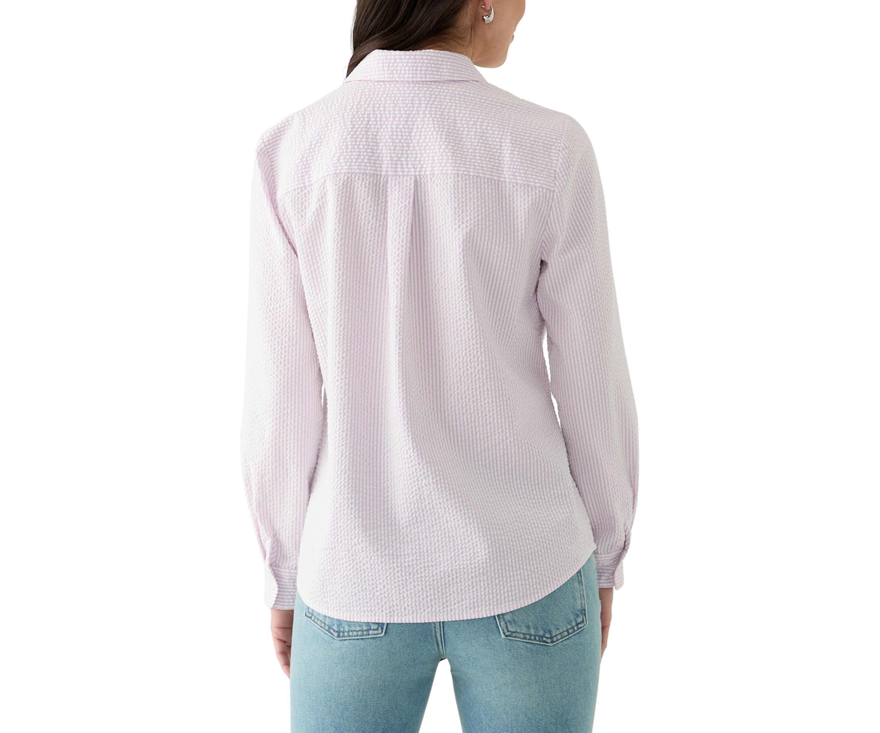 Womens Long Sleeve Seersucker Shirt
