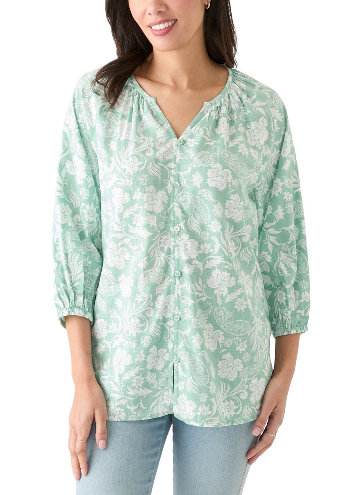 Womens Textured Printed Blouse