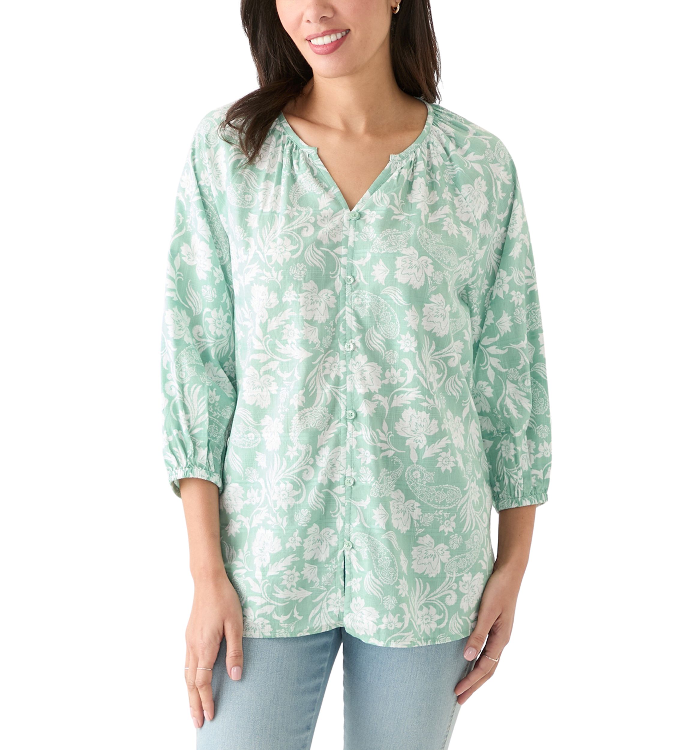 Womens Textured Printed Blouse