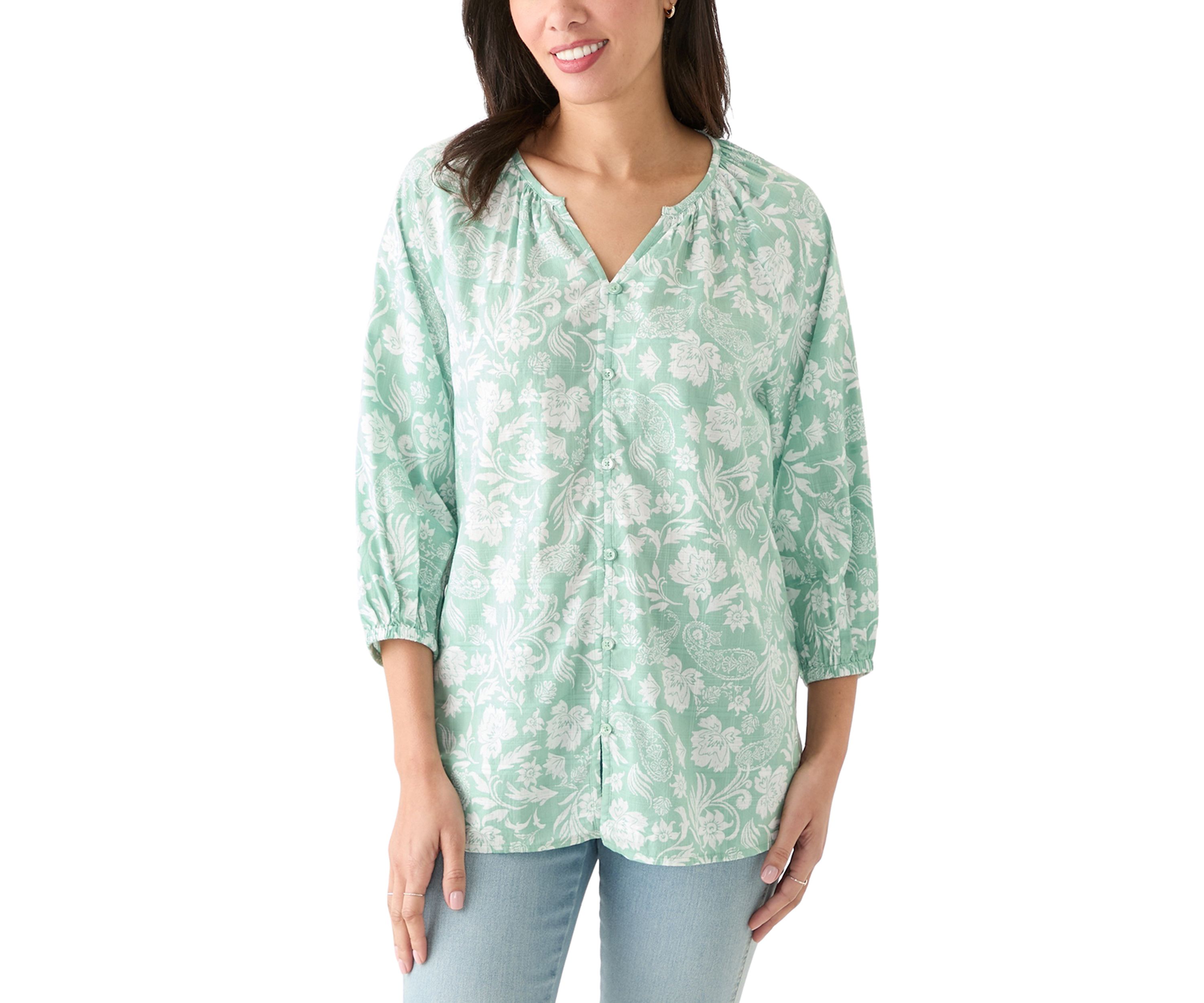 Womens Textured Printed Blouse