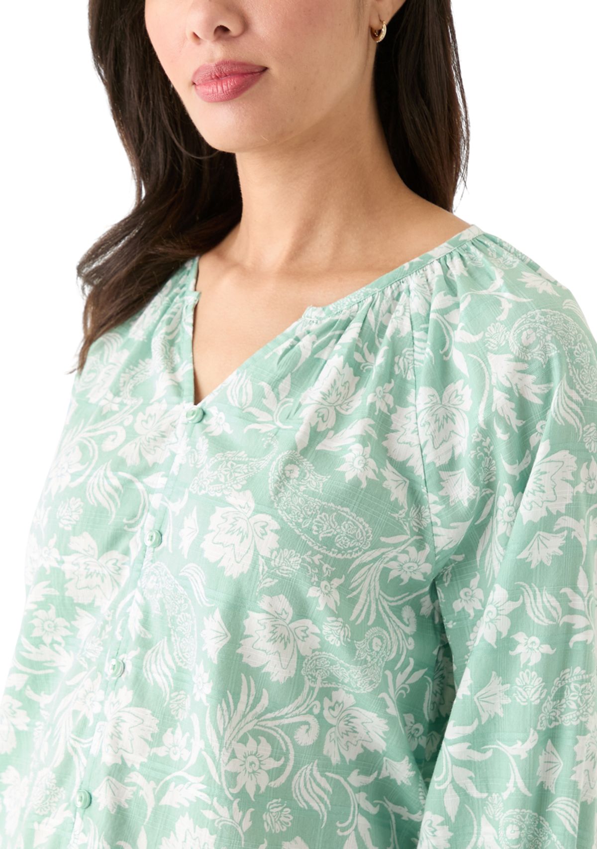 Womens Textured Printed Blouse