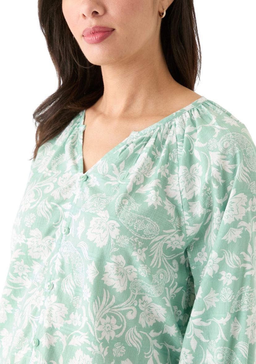 Womens Textured Printed Blouse