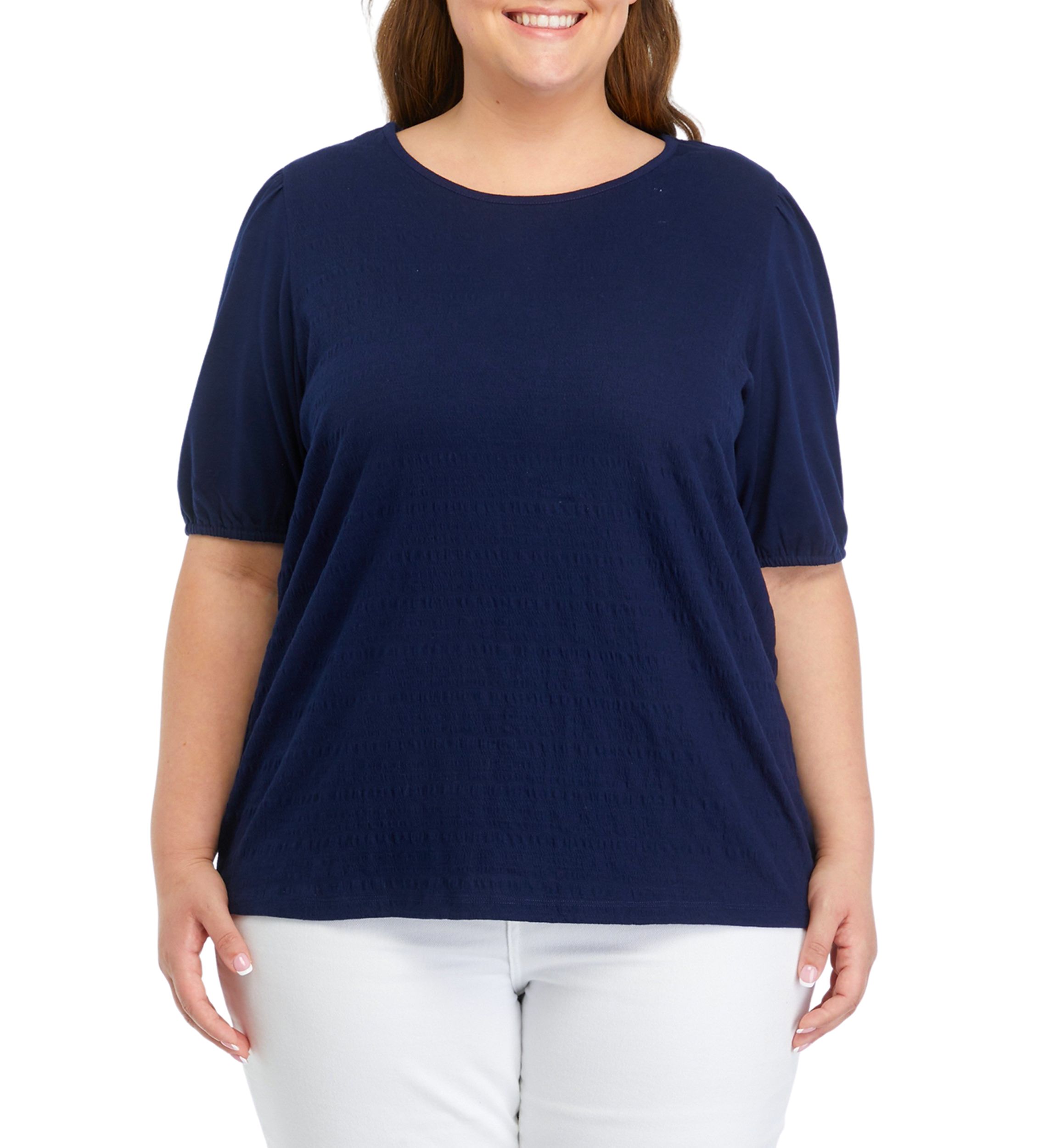 Plus Size Solid Smocked Top