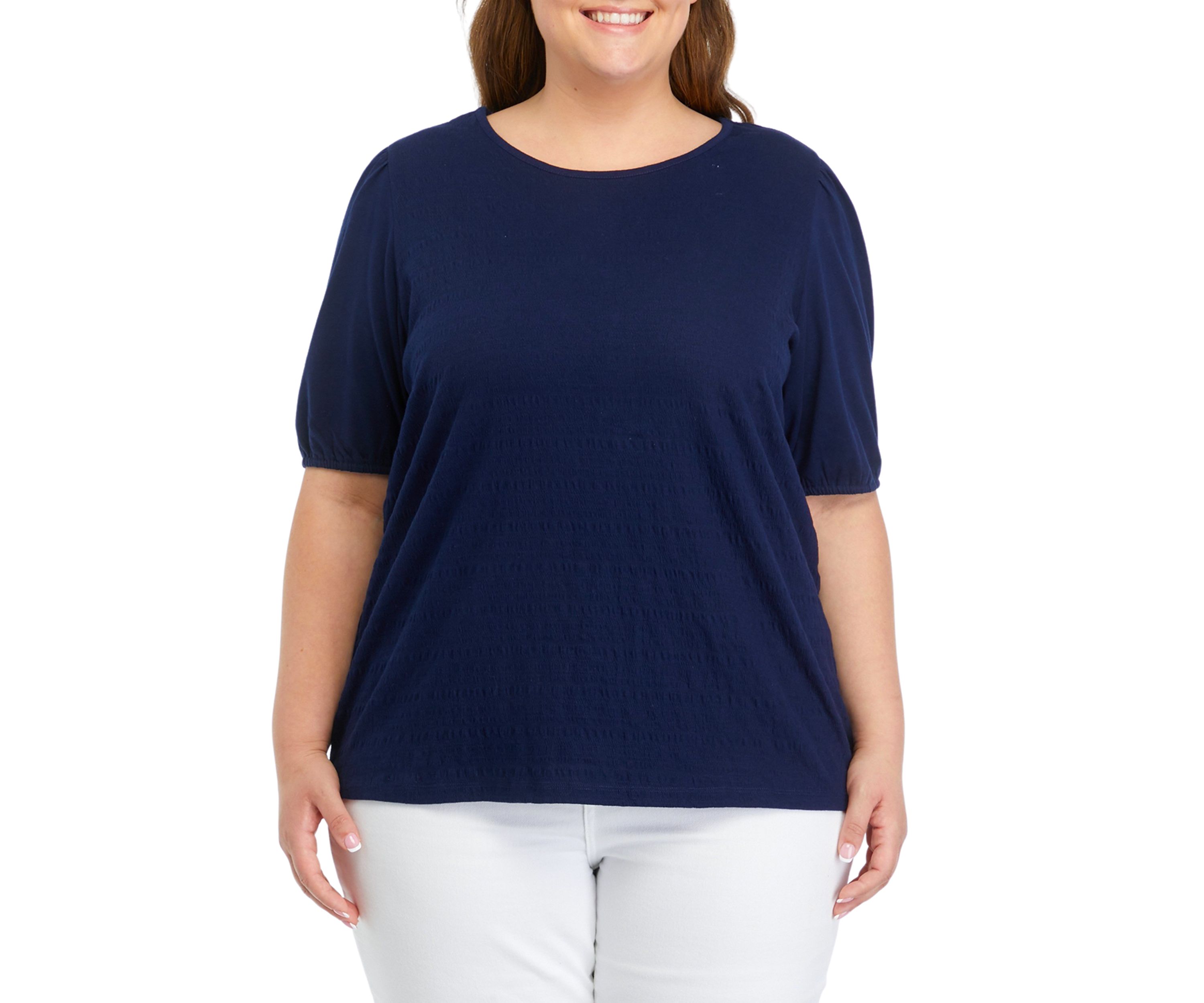 Plus Size Solid Smocked Top