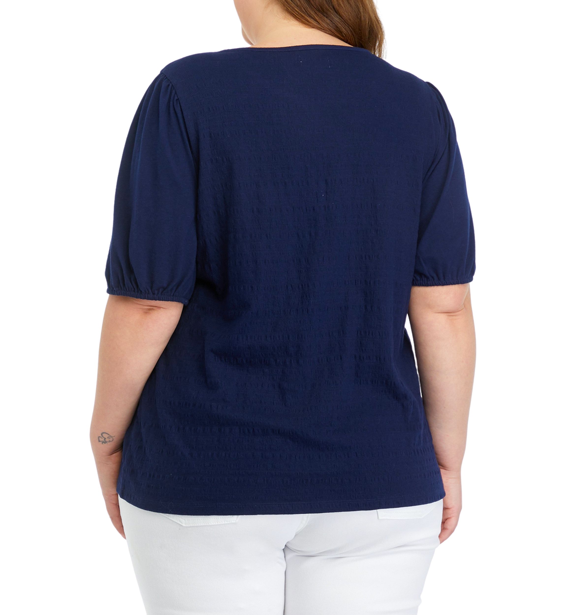 Plus Size Solid Smocked Top