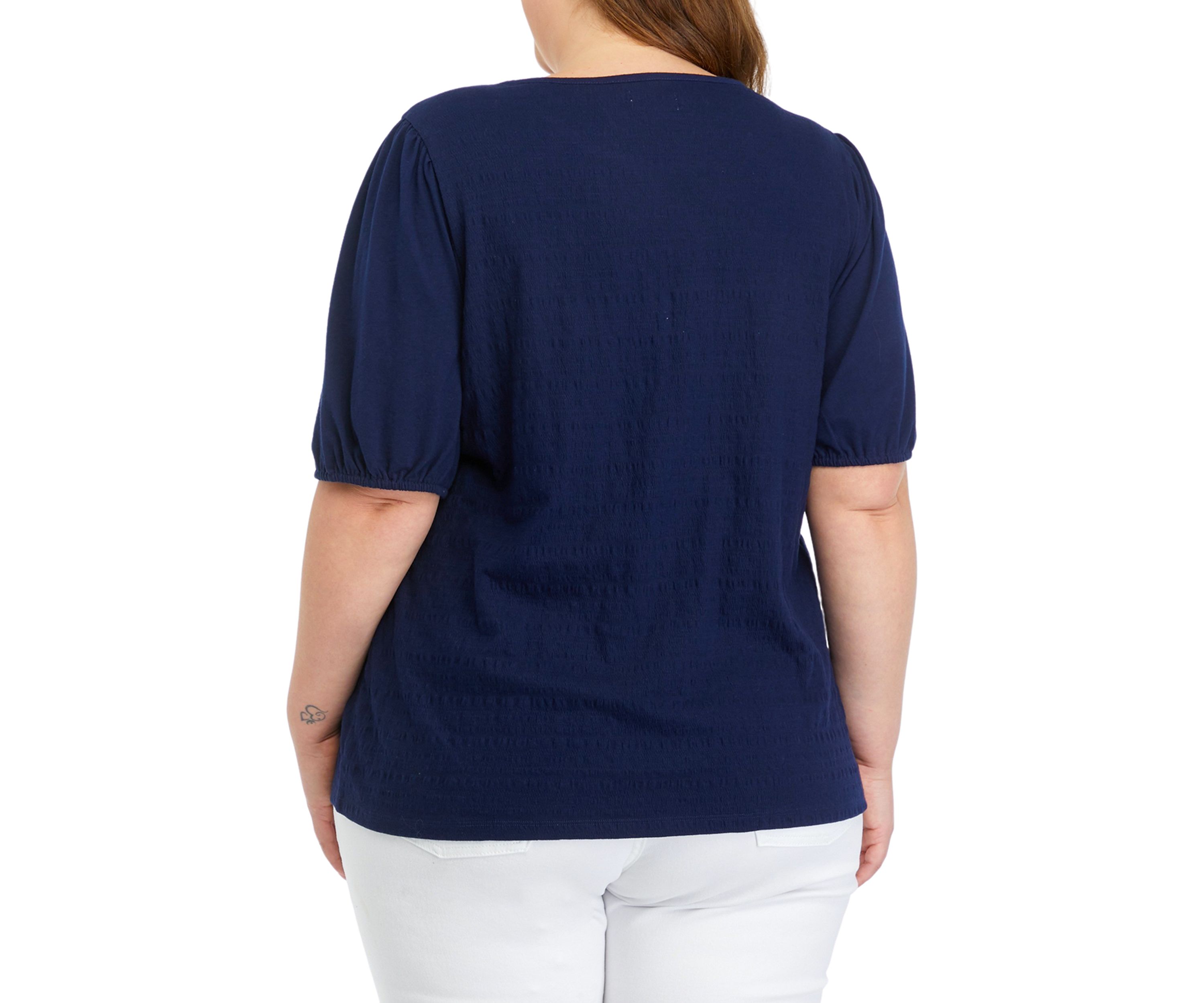 Plus Size Solid Smocked Top