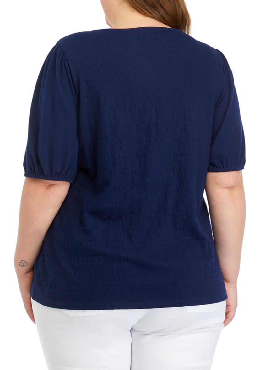 Plus Size Solid Smocked Top