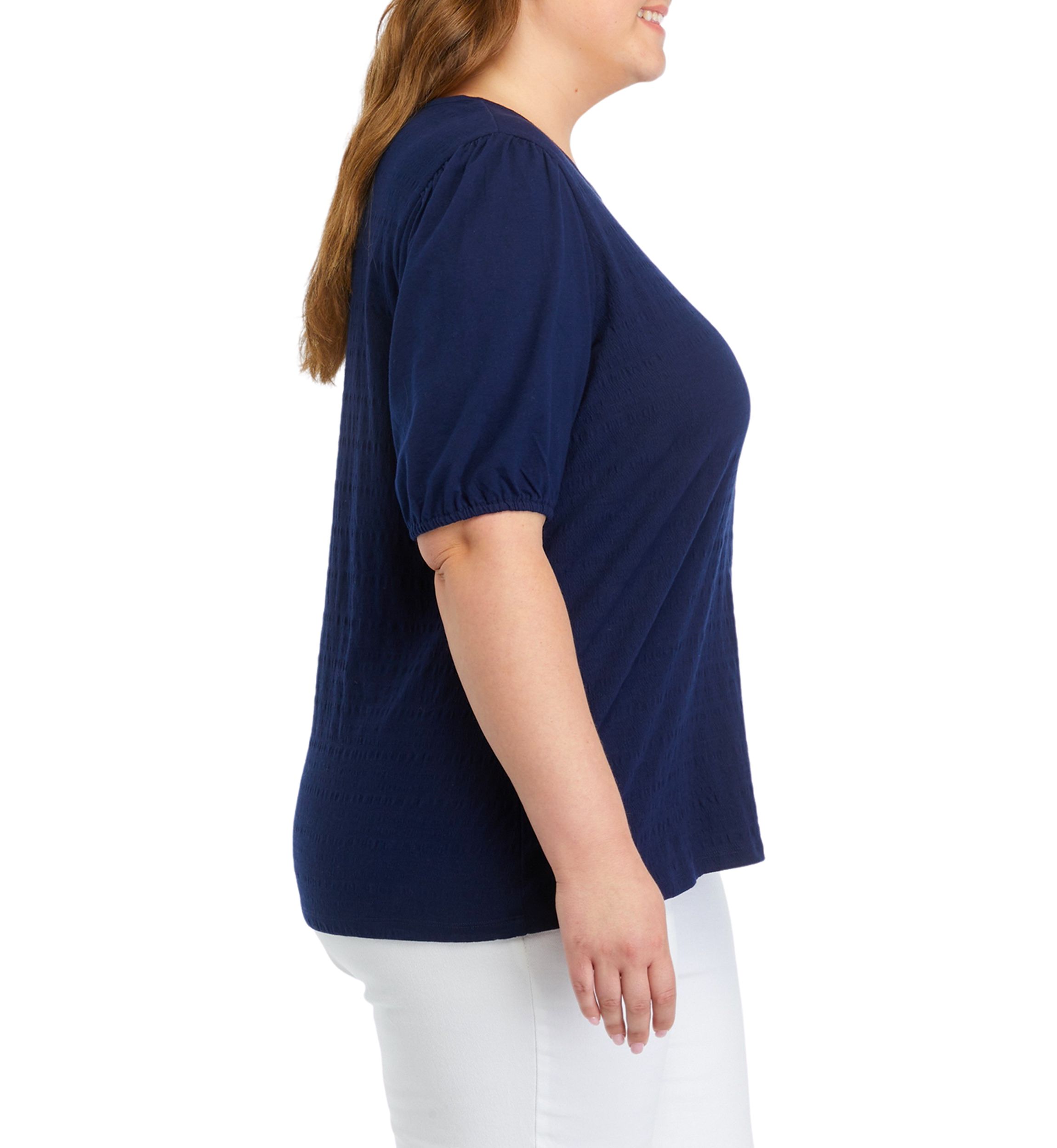 Plus Size Solid Smocked Top