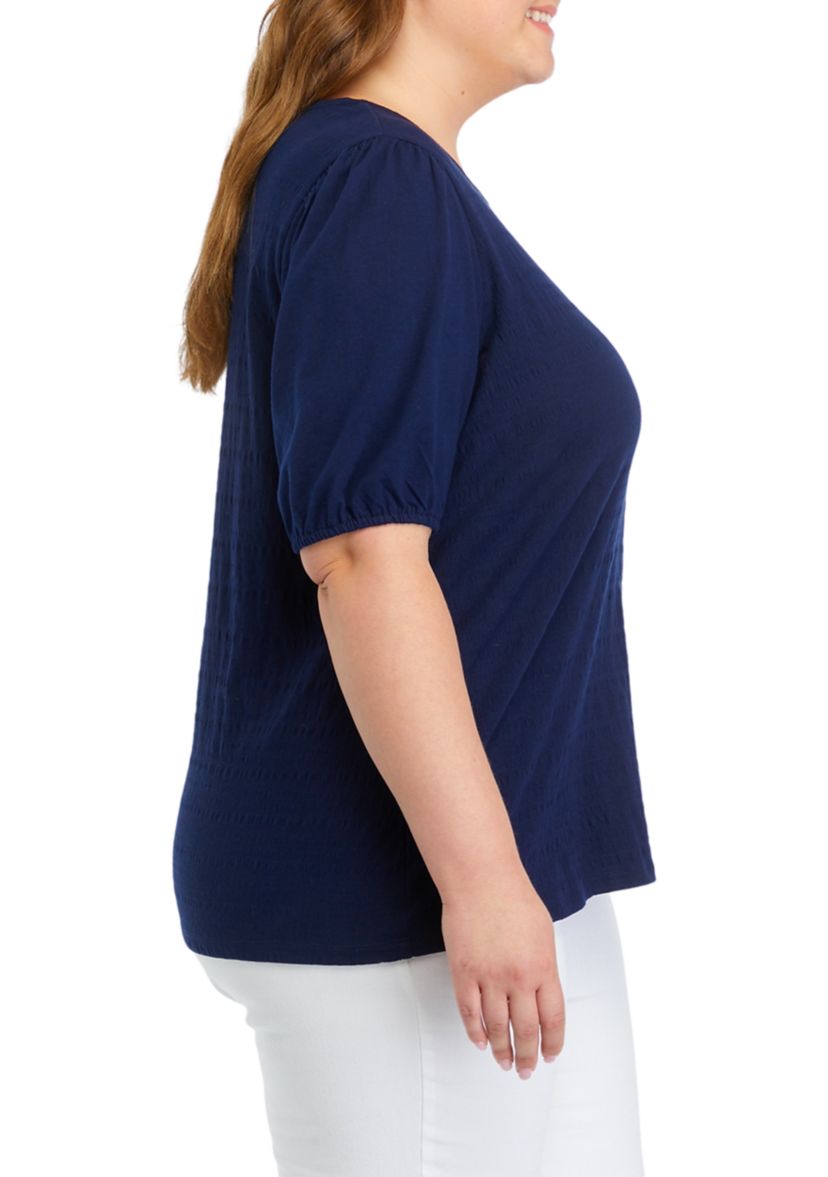 Plus Size Solid Smocked Top