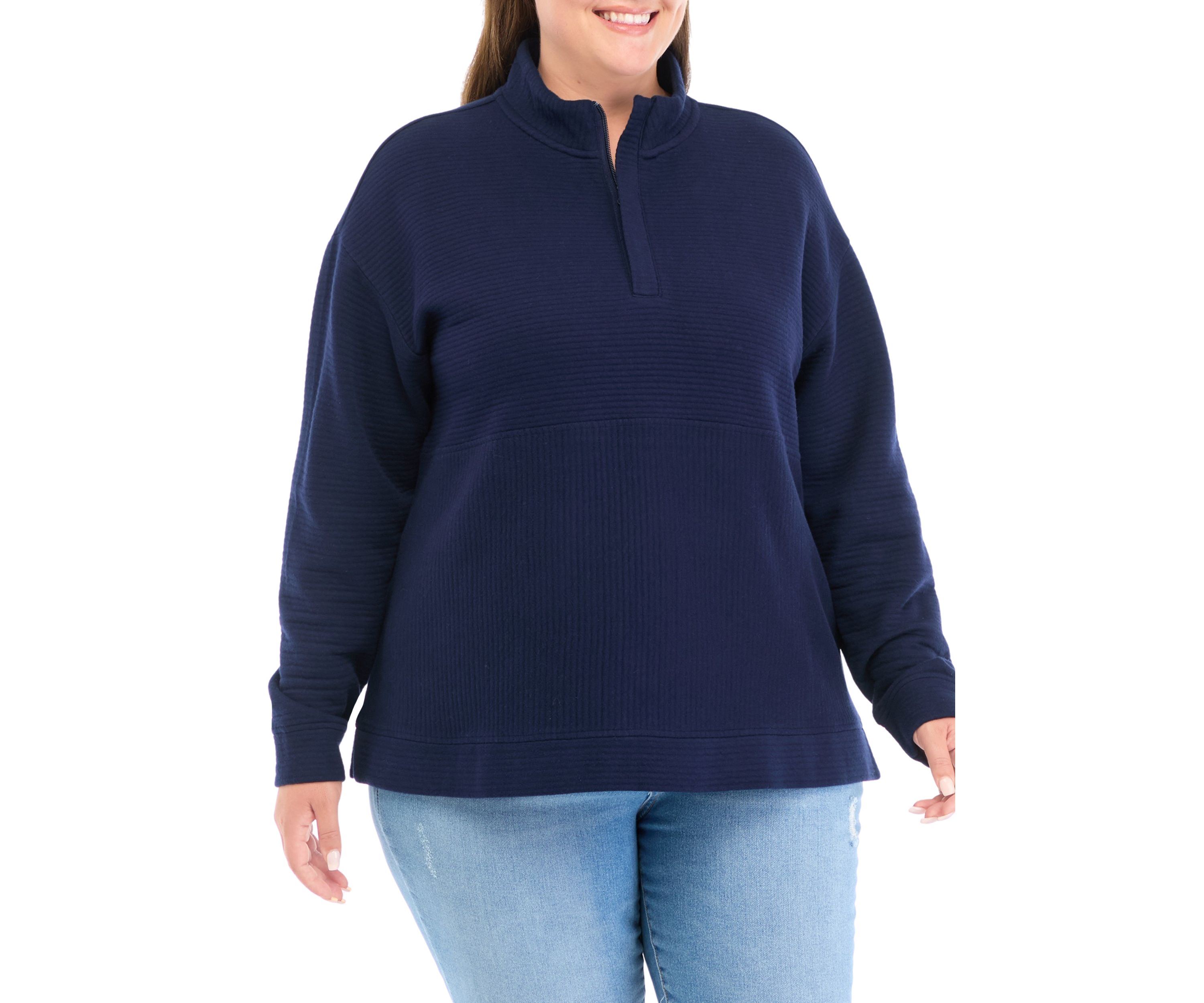 Plus Size Quilted Quarter Zip Pullover