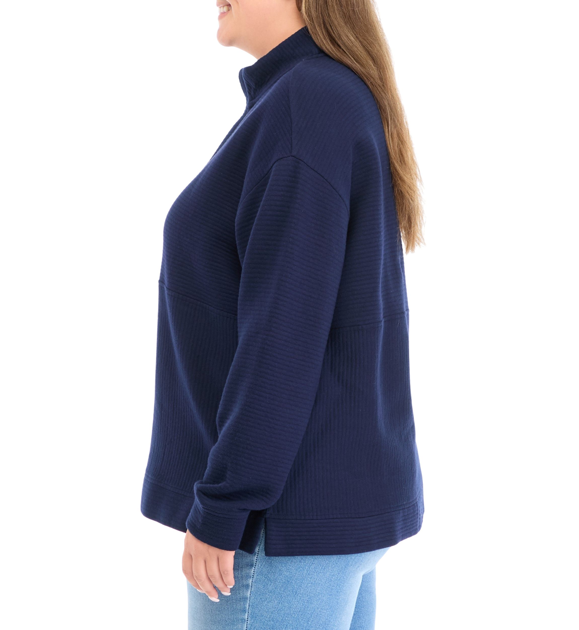 Plus Size Quilted Quarter Zip Pullover