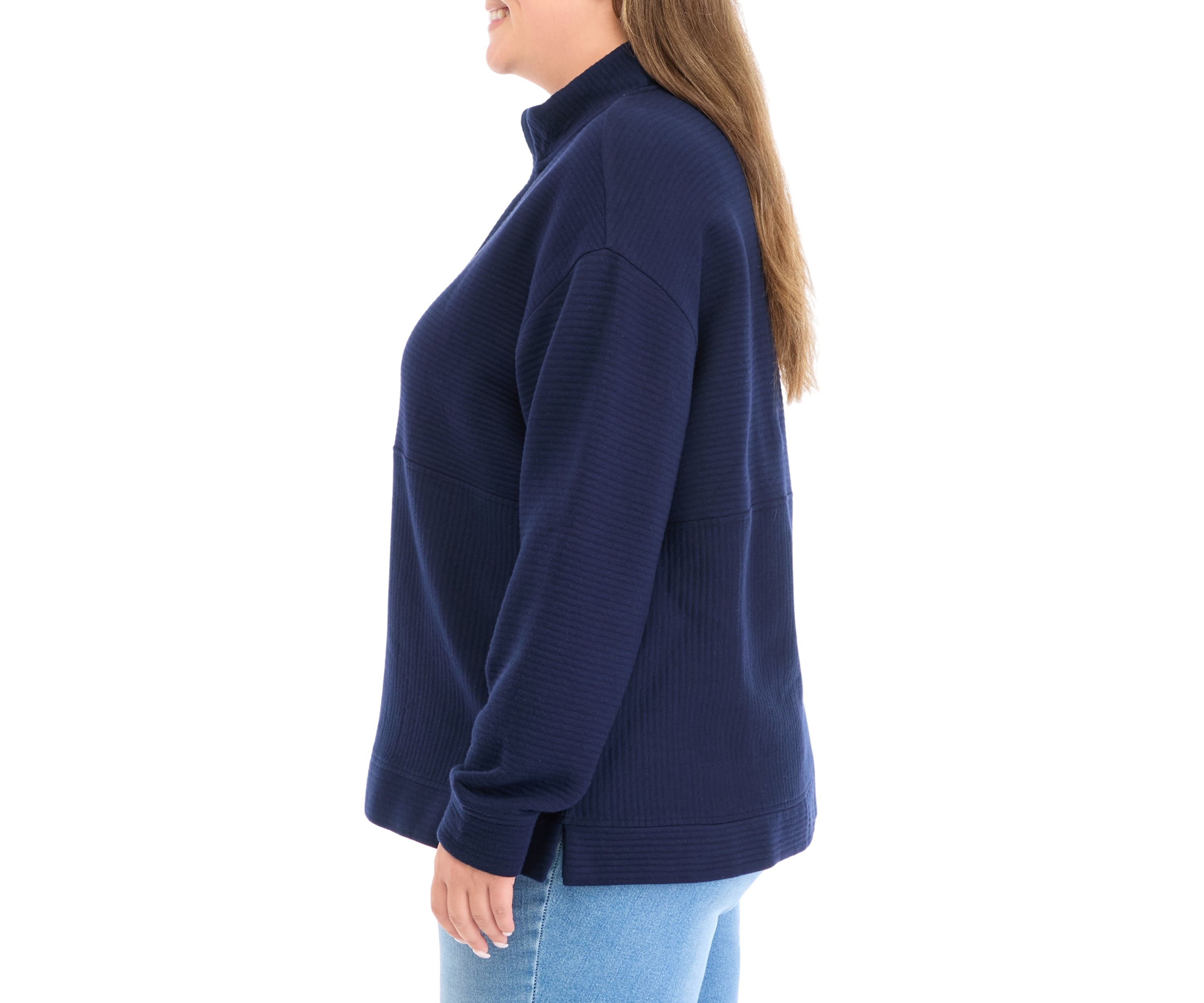 Plus Size Quilted Quarter Zip Pullover