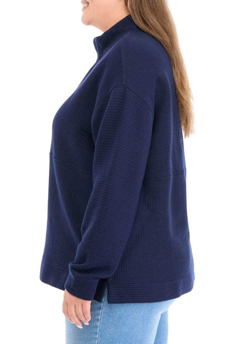 Plus Size Quilted Quarter Zip Pullover